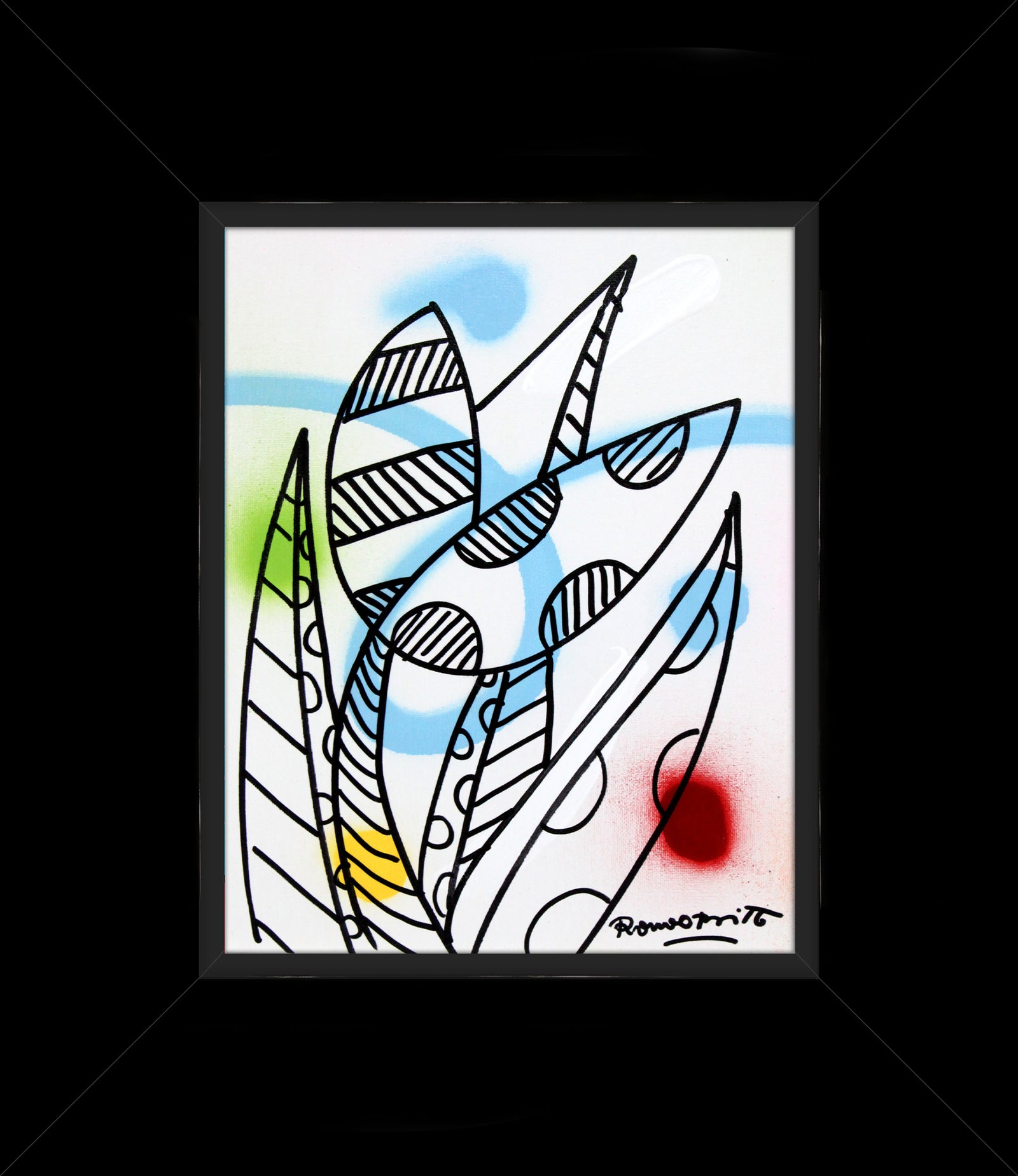 Romero Britto evolution original drawing  colorful pop art design