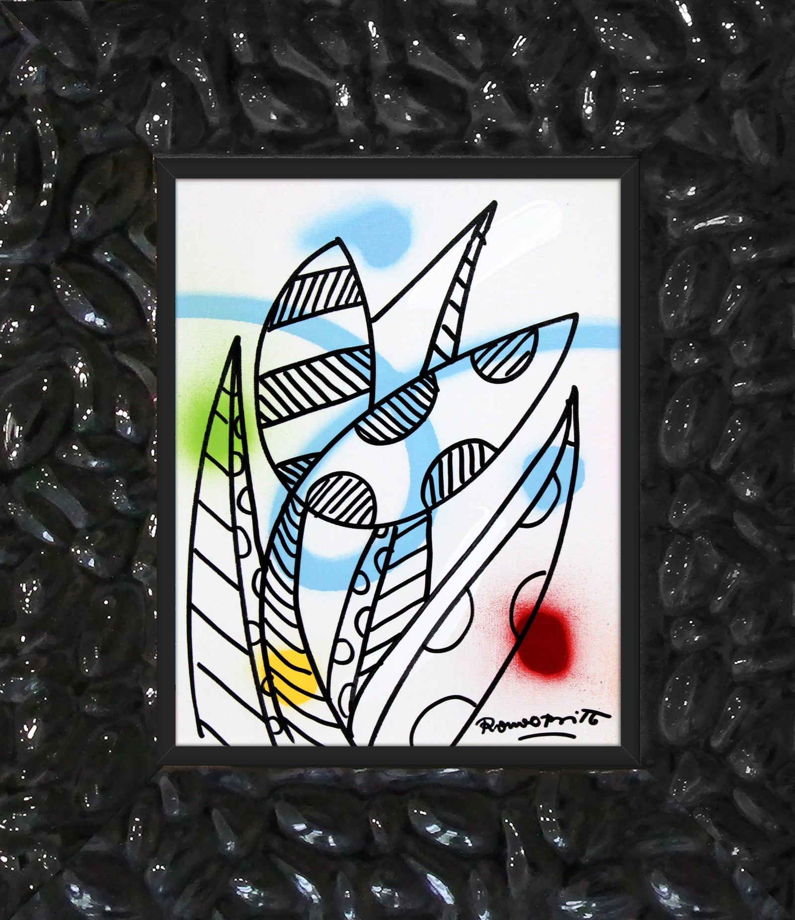 Romero Britto evolution original drawing  contemporary pop art piece
