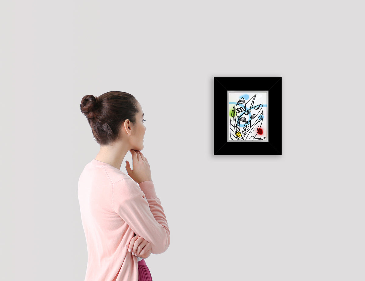 modern pop art evolution original drawing  vibrant home decor