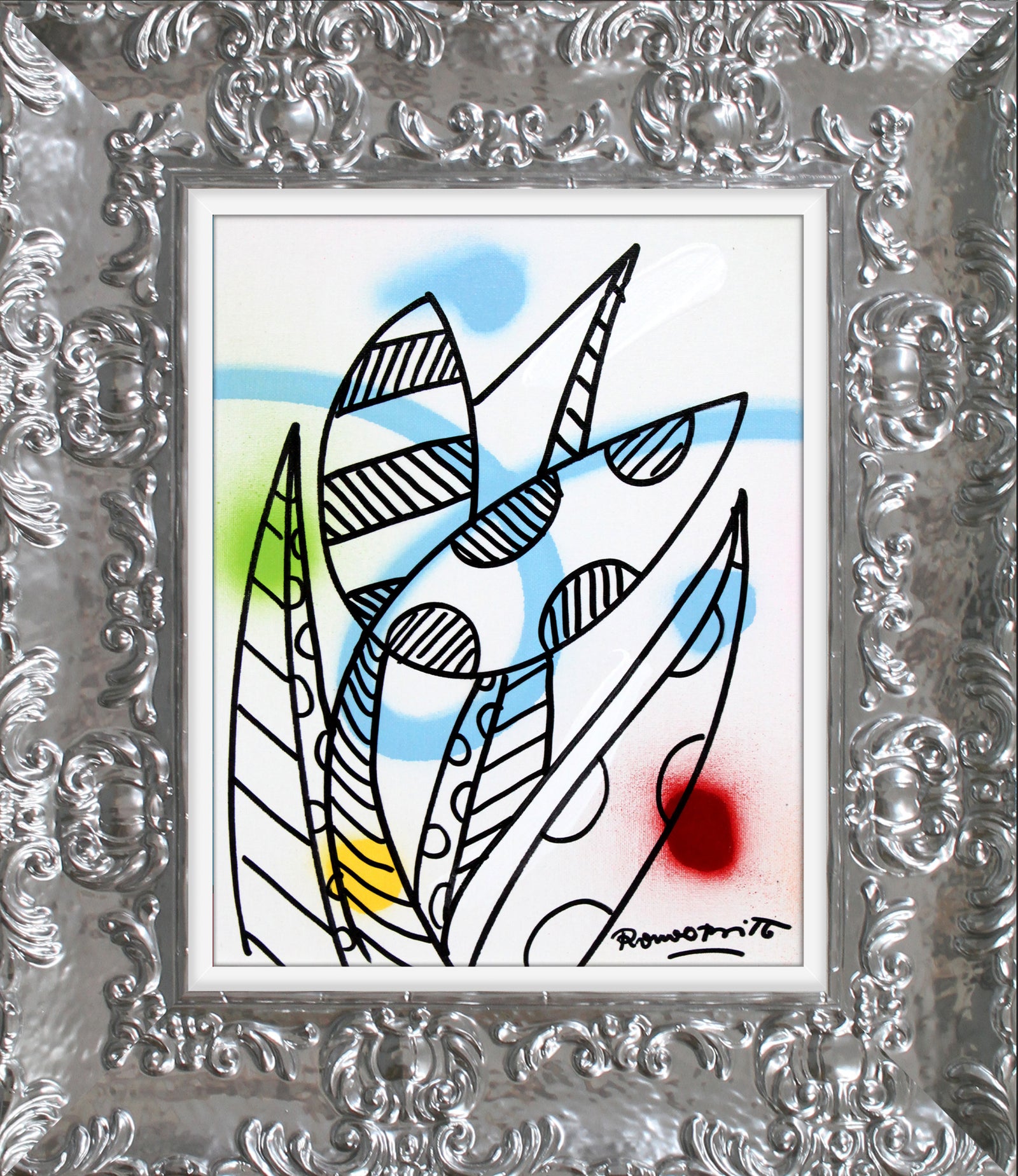 Romero Britto evolution original drawing  contemporary pop art piece