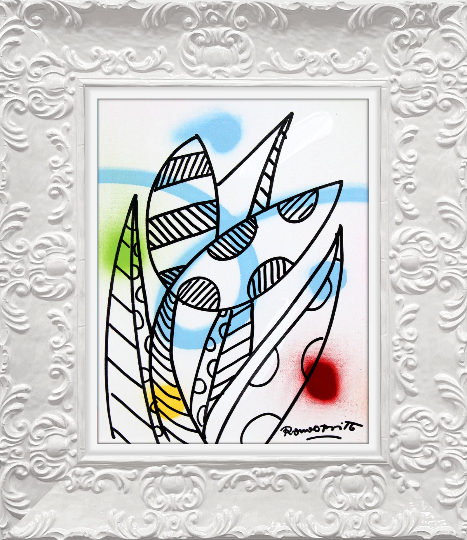 Romero Britto evolution original drawing  contemporary pop art piece