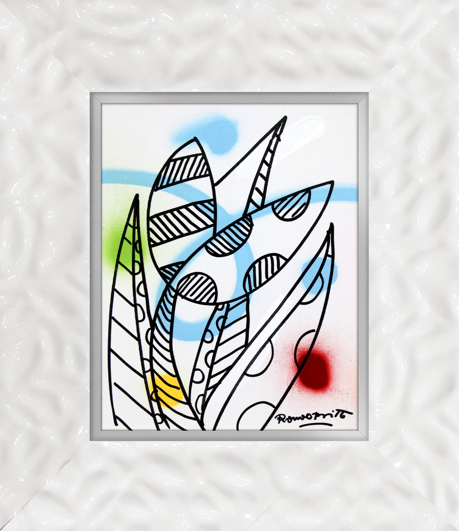 Romero Britto evolution original drawing  colorful pop art design