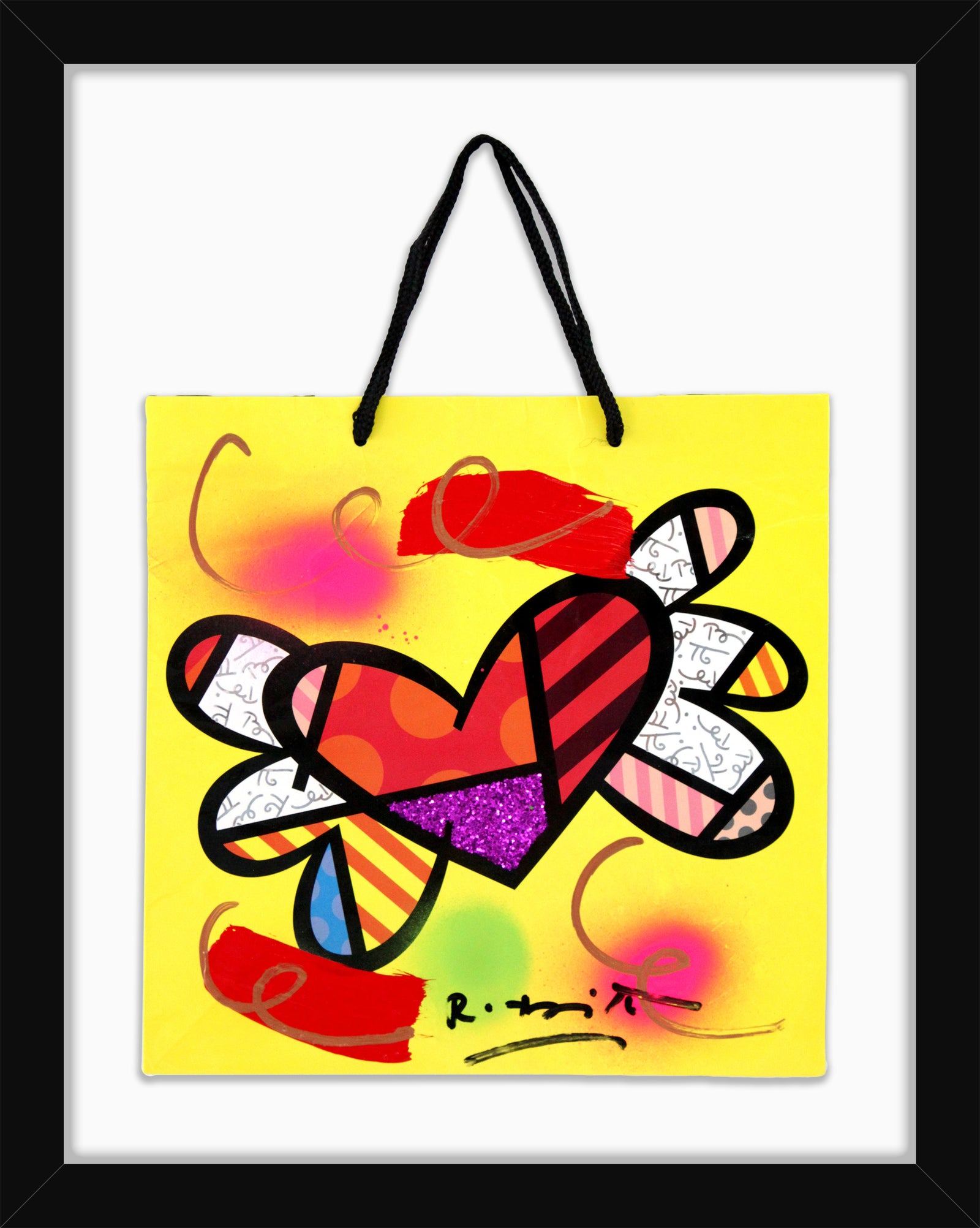 Romero Britto love britto mixed media original  contemporary pop art piece