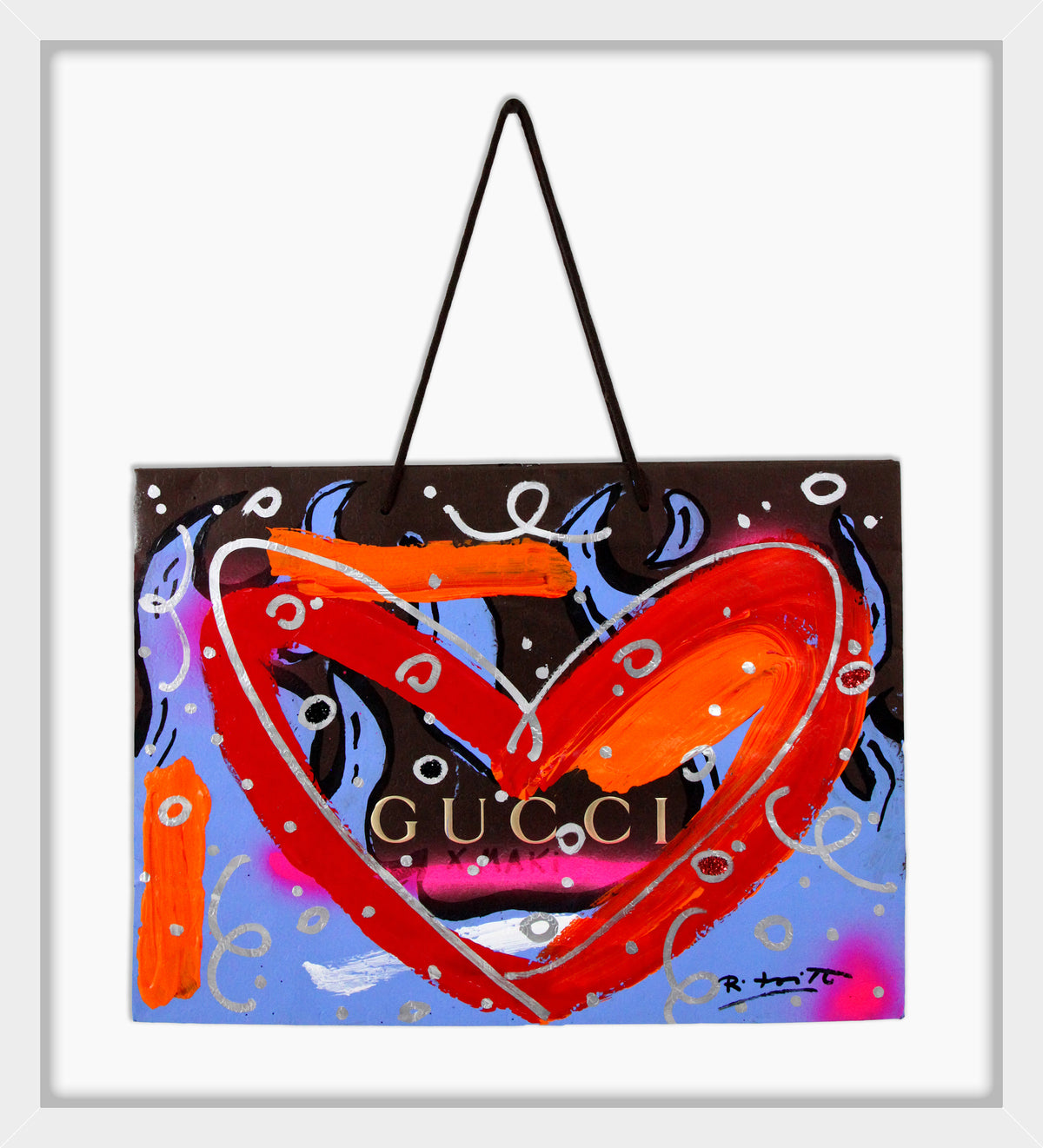 Romero Britto love gucci mixed media original  contemporary pop art piece