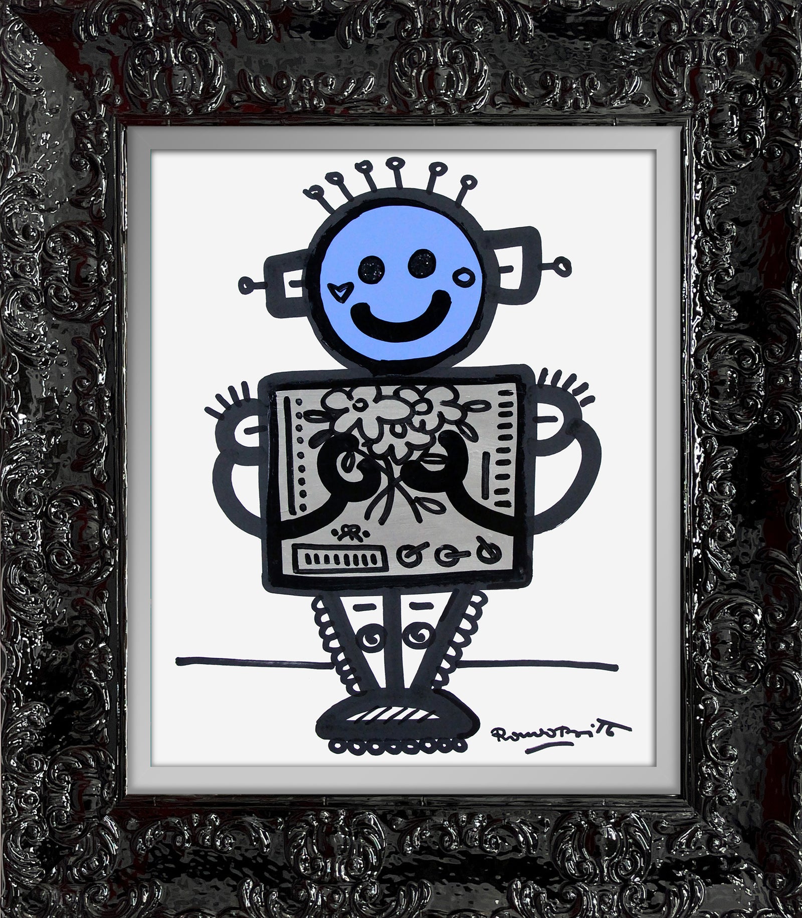 baby blue original drawing  colorful decorative collectible gift idea