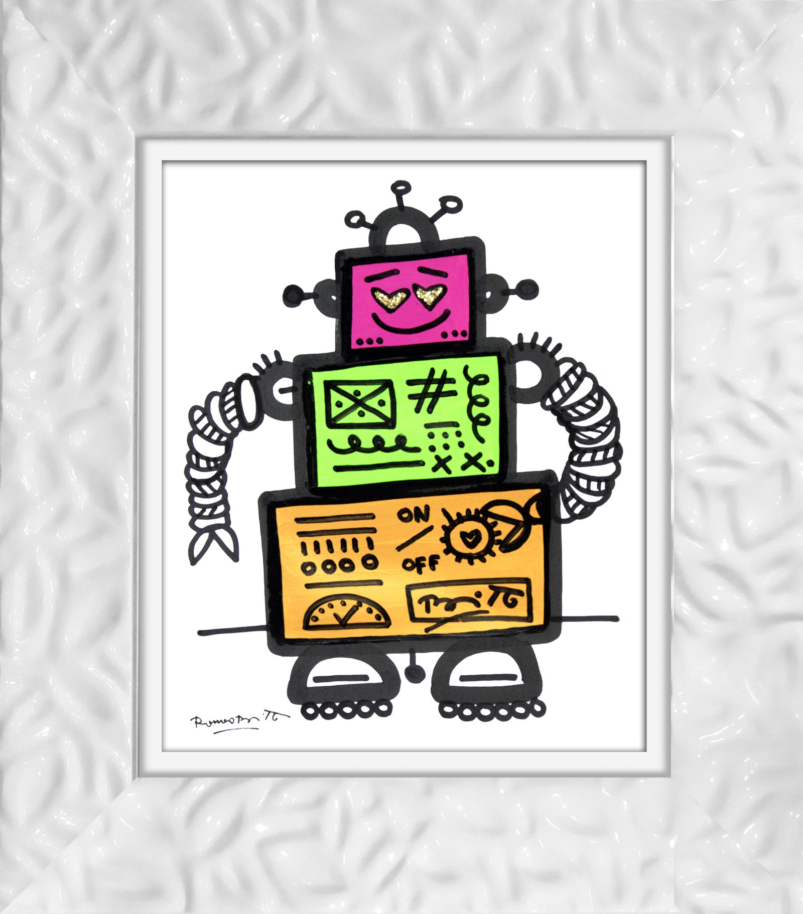 modern pop art on and off original drawing  vibrant home decor