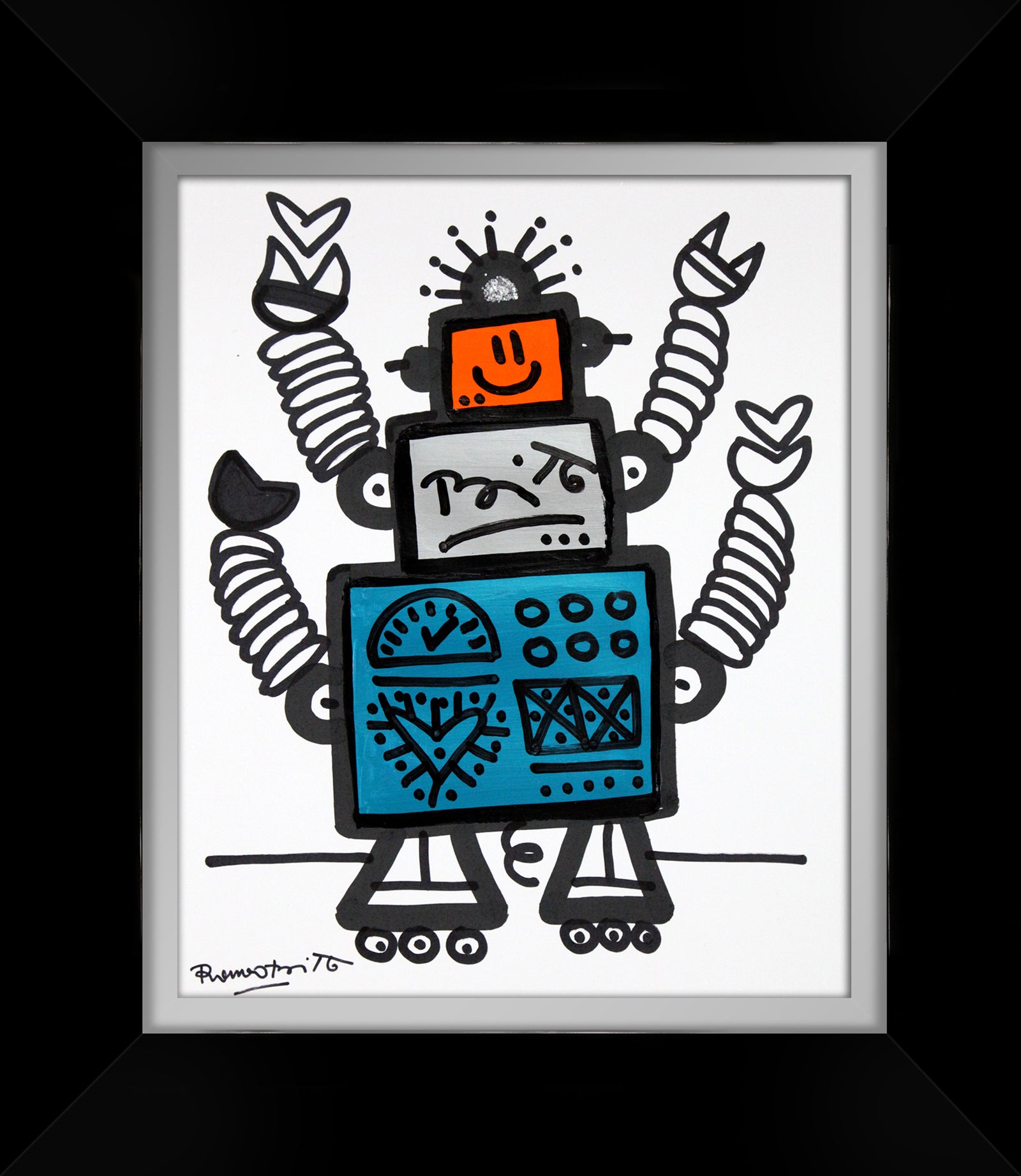 Romero Britto 4 arms original drawing  contemporary pop art piece