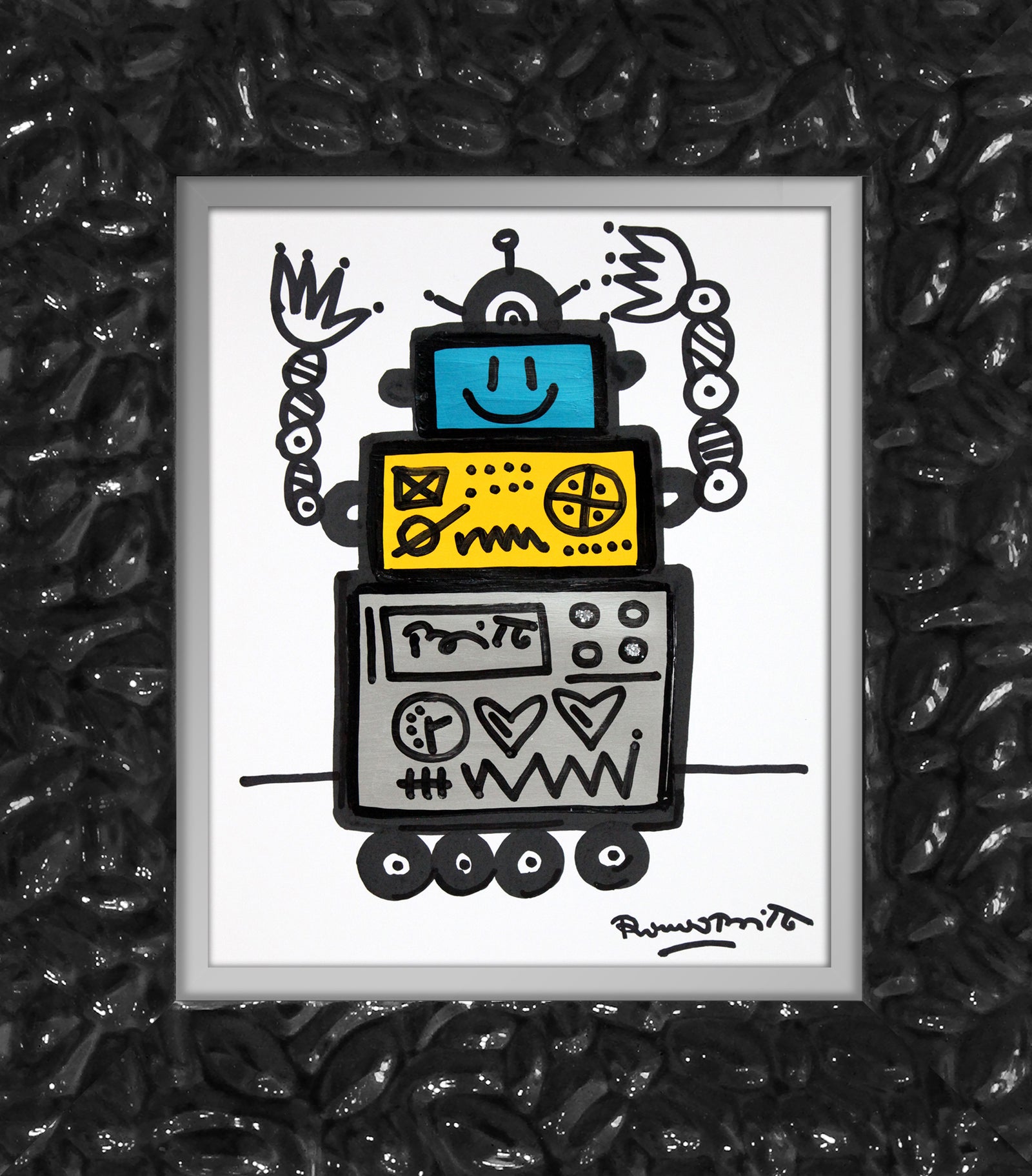 Romero Britto happy original drawing  contemporary pop art piece