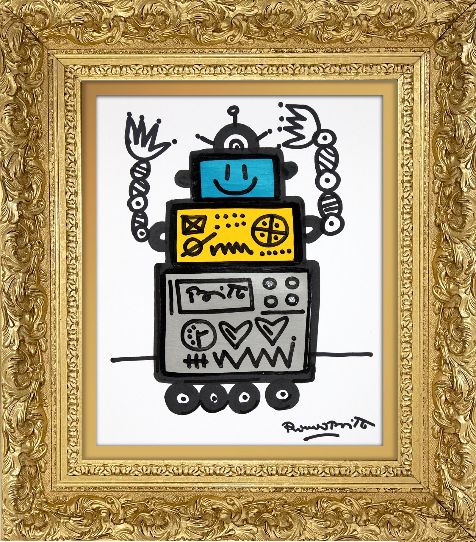 Romero Britto happy original drawing  colorful pop art design