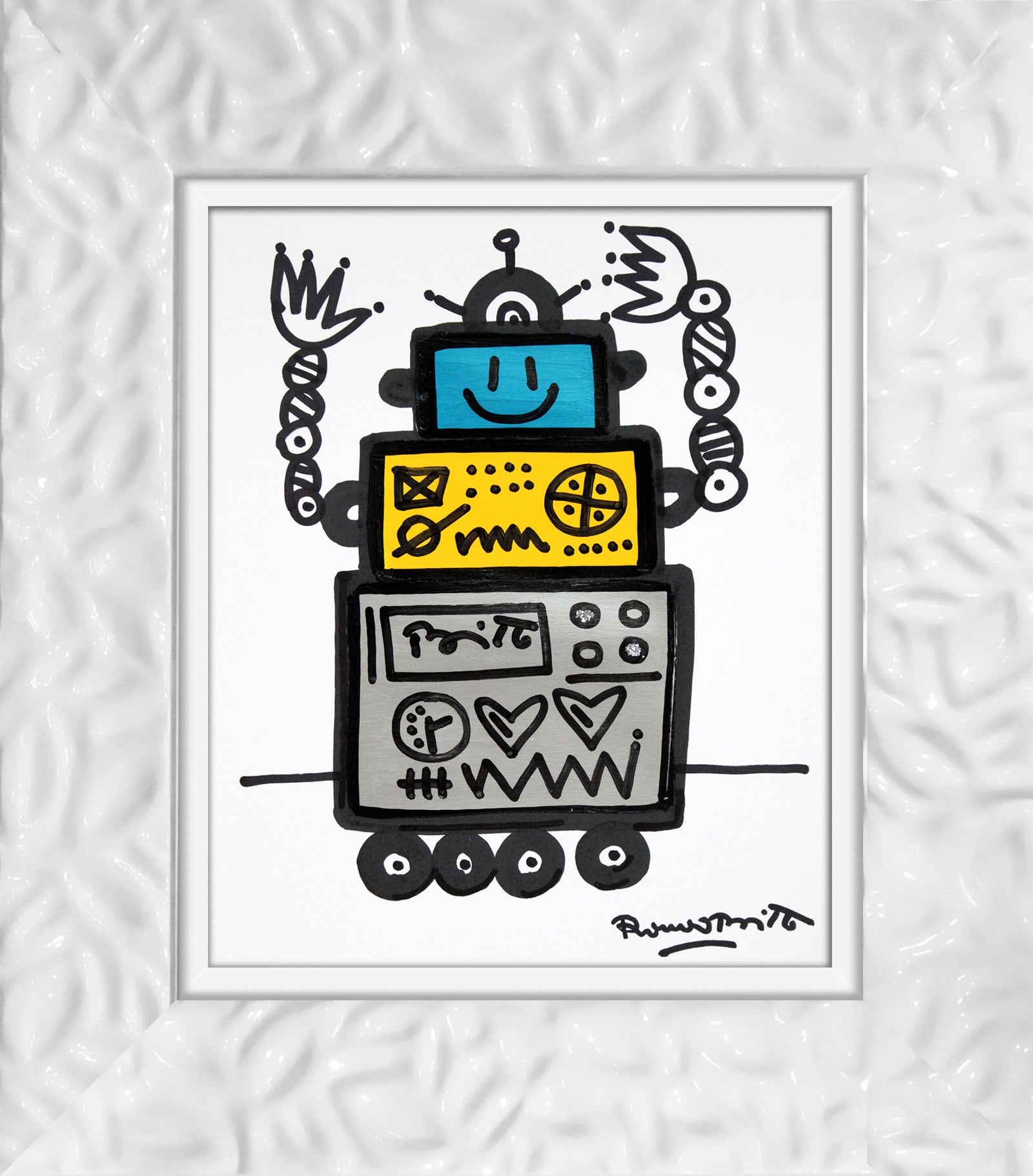 modern pop art happy original drawing  vibrant home decor