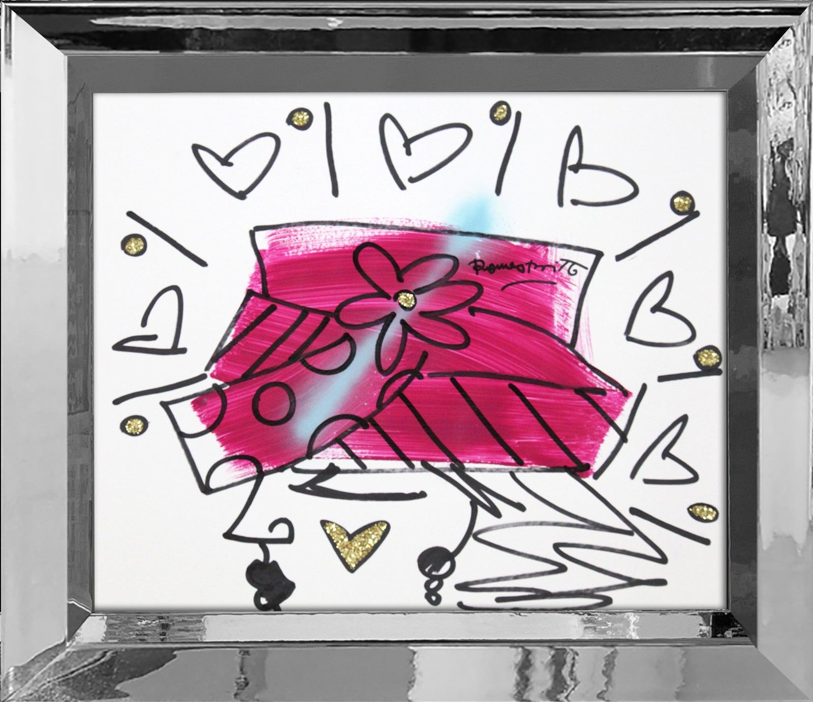 Romero Britto the hat original drawing  contemporary pop art piece