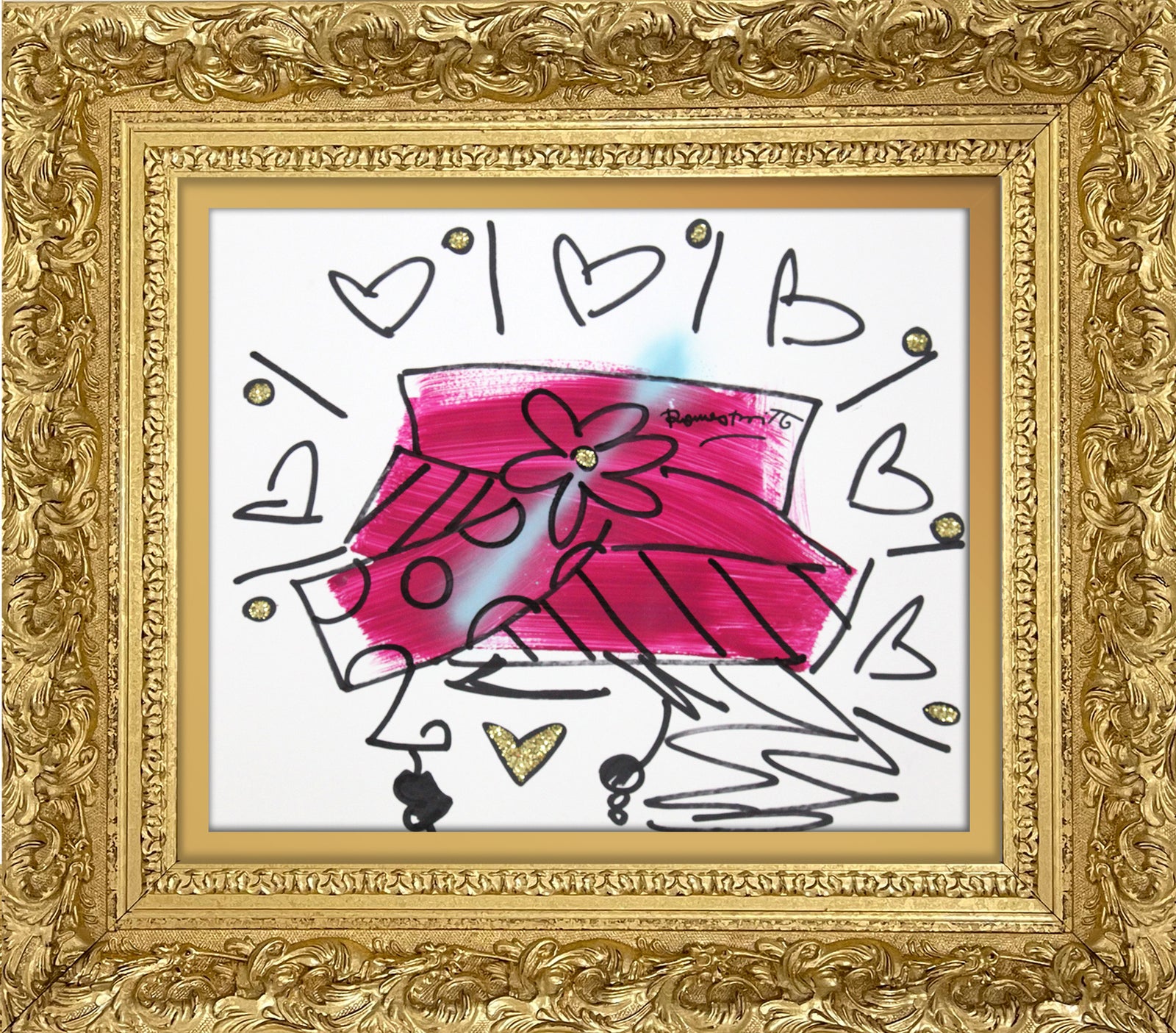 Romero Britto the hat original drawing  colorful pop art design
