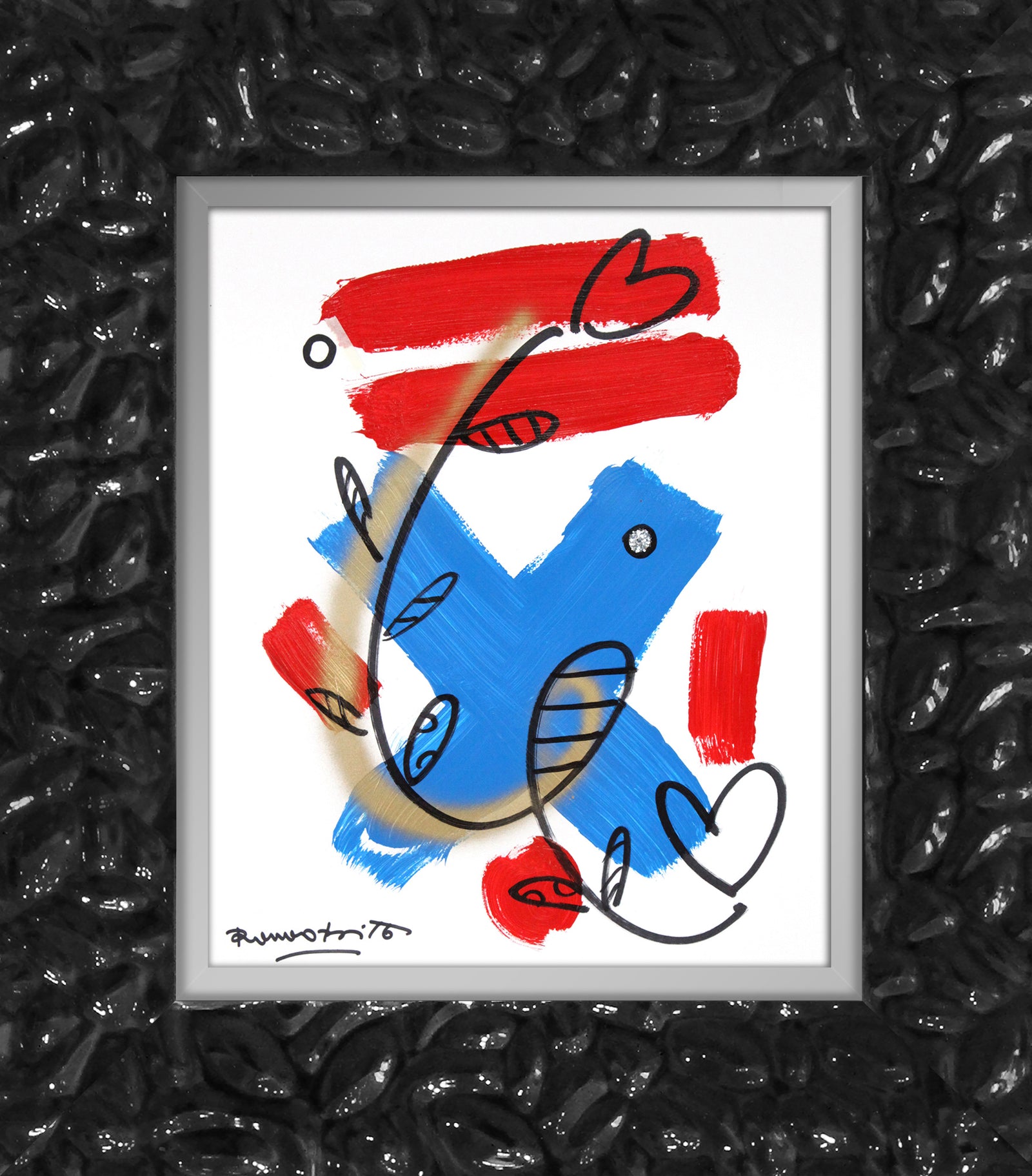 Romero Britto evolution original drawing  contemporary pop art piece