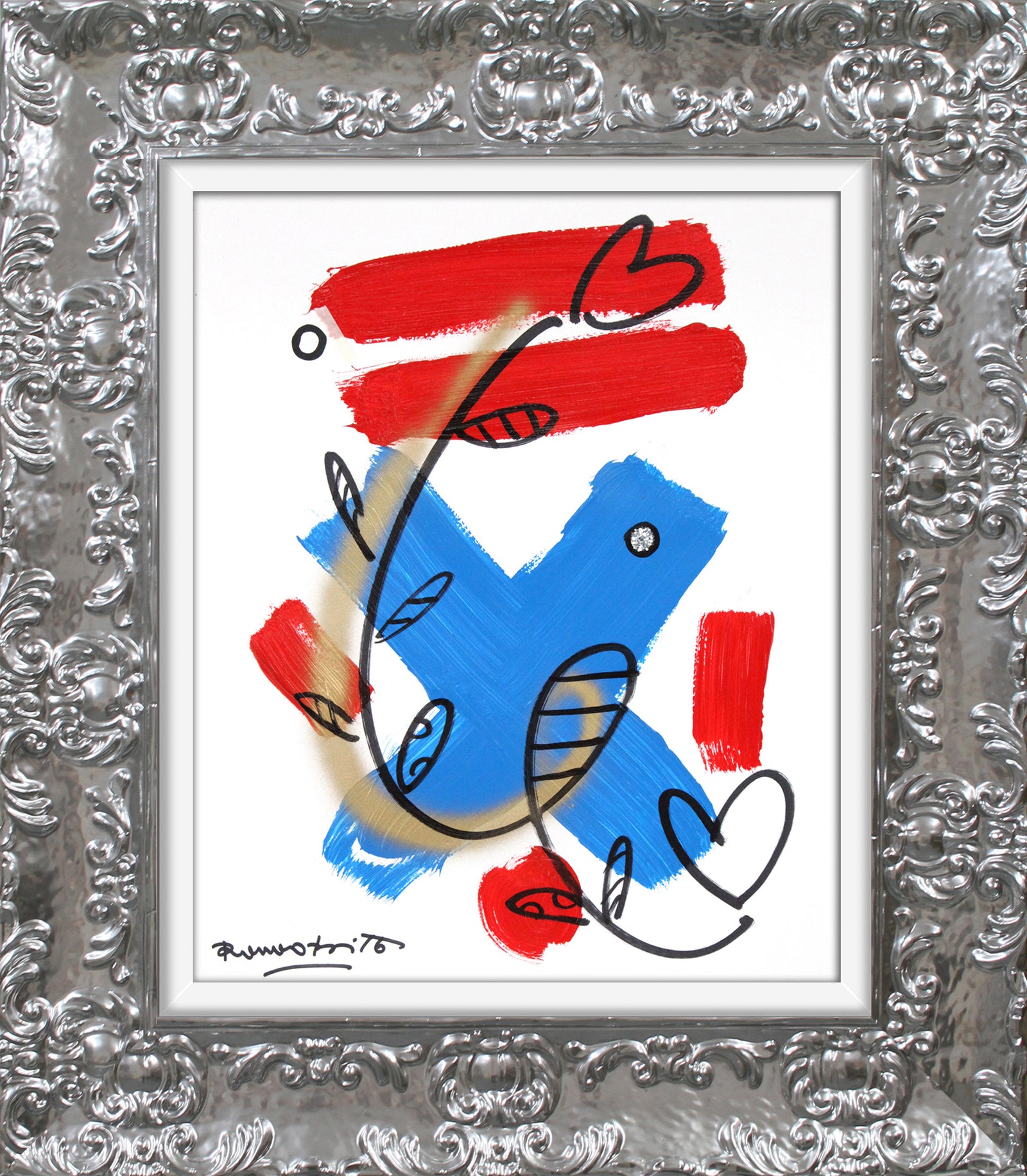 Romero Britto evolution original drawing  contemporary pop art piece