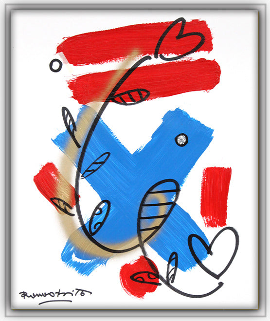 Romero Britto evolution original drawing  colorful pop art design