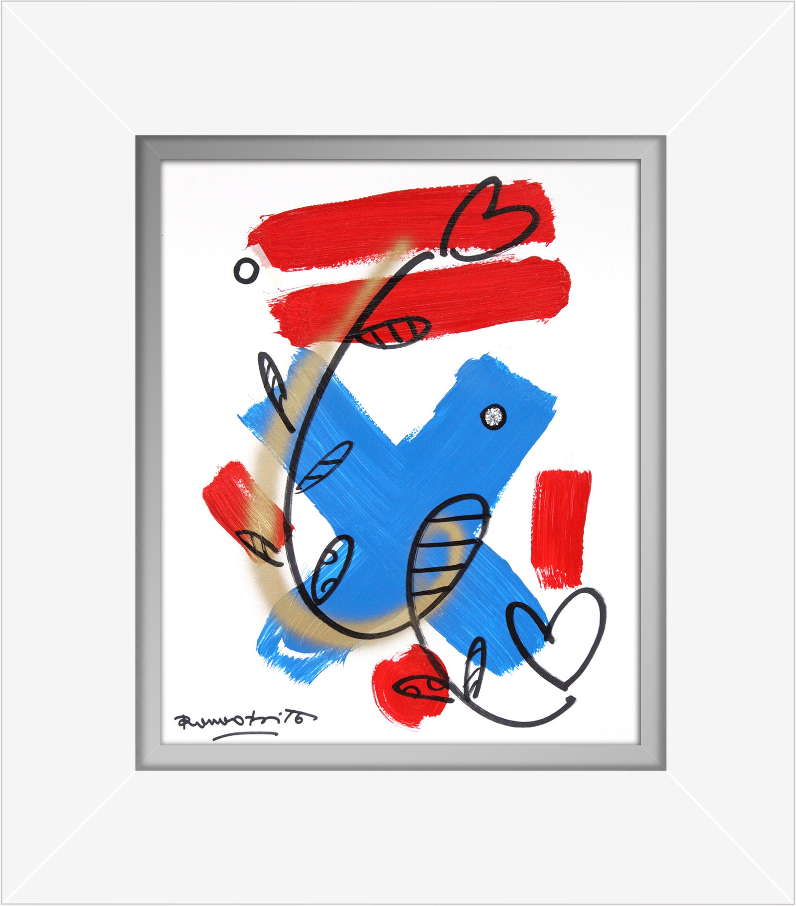 Romero Britto evolution original drawing  contemporary pop art piece