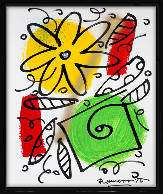 Romero Britto evolution original drawing  contemporary pop art piece