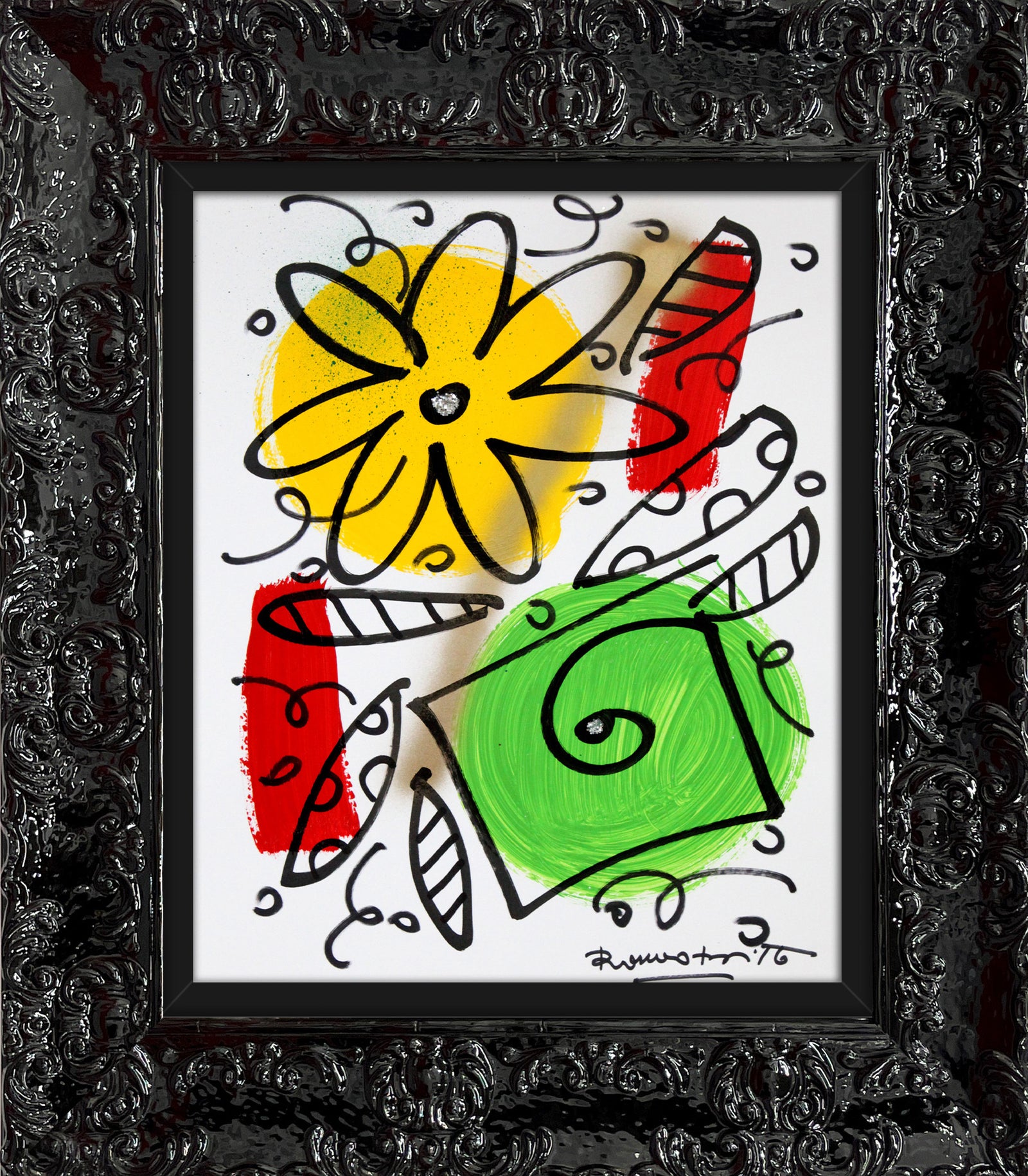 Romero Britto evolution original drawing  contemporary pop art piece