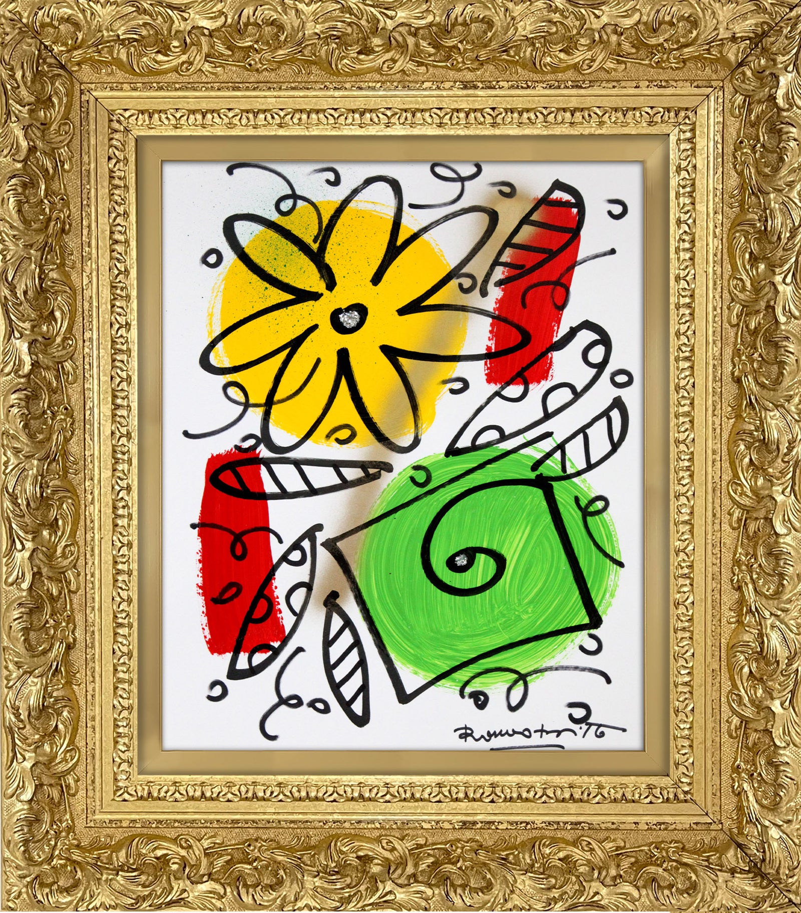 Romero Britto evolution original drawing  colorful pop art design