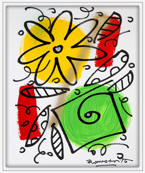 Romero Britto evolution original drawing  colorful pop art design