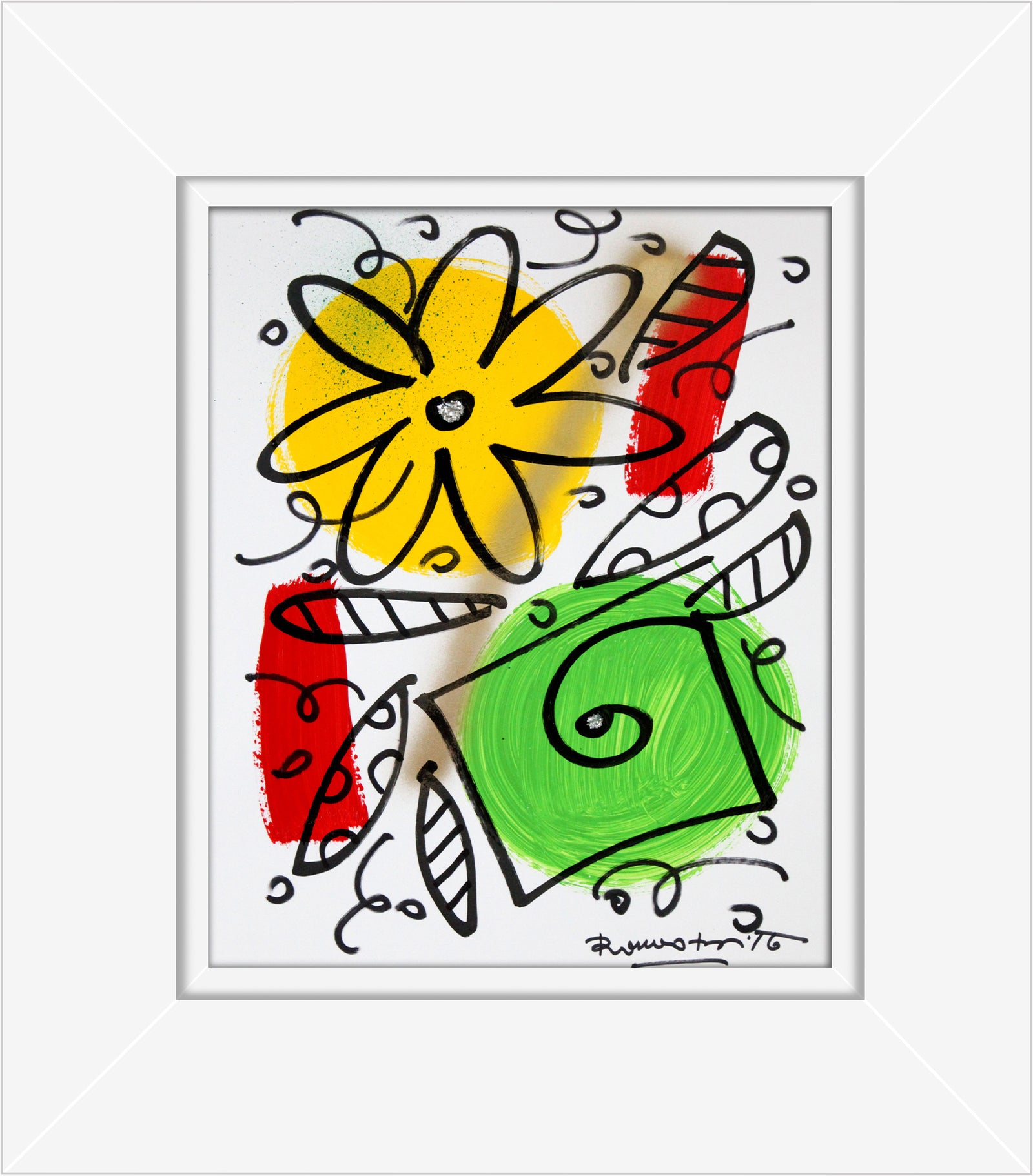 Romero Britto evolution original drawing  contemporary pop art piece
