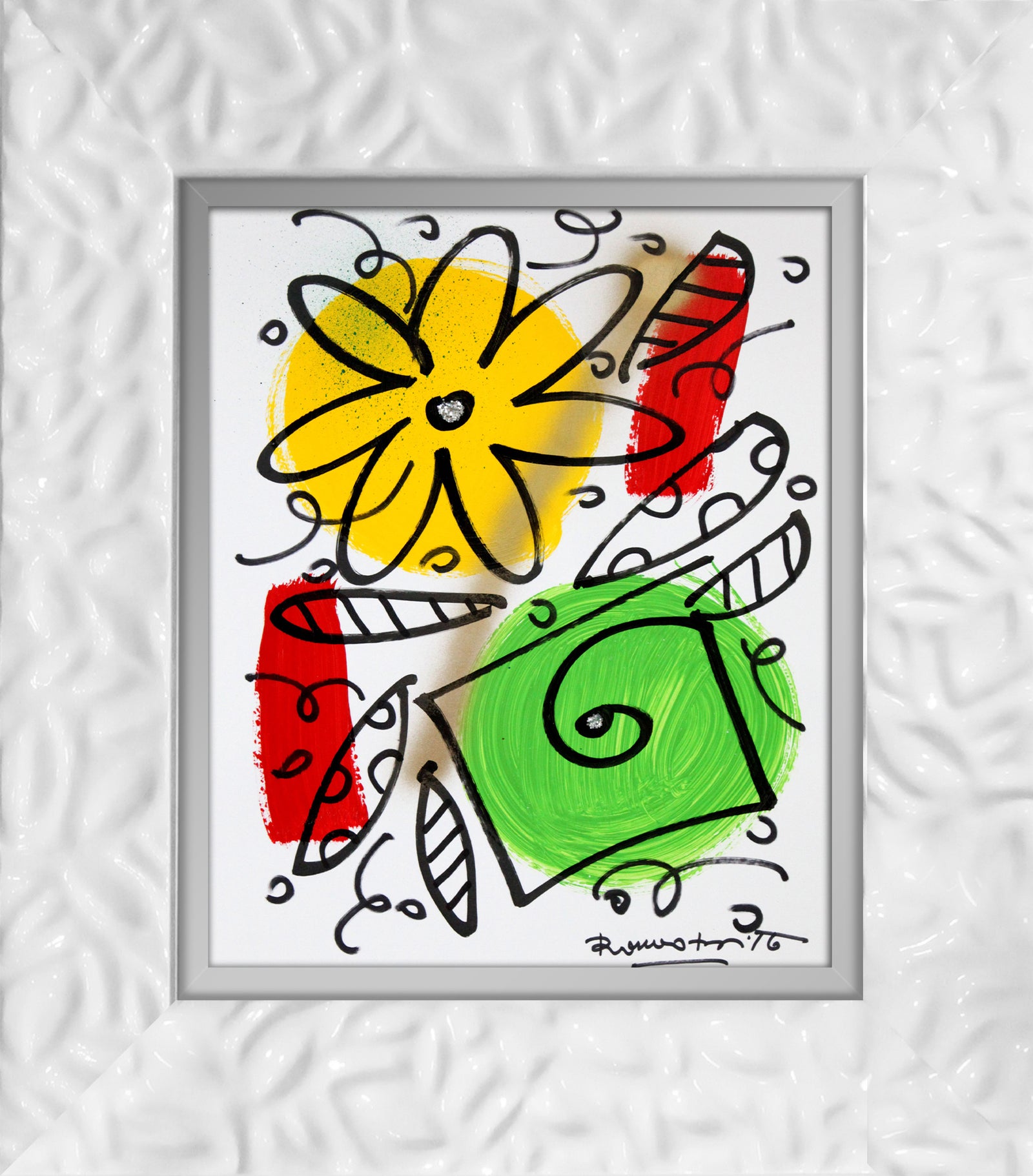 Romero Britto evolution original drawing  contemporary pop art piece