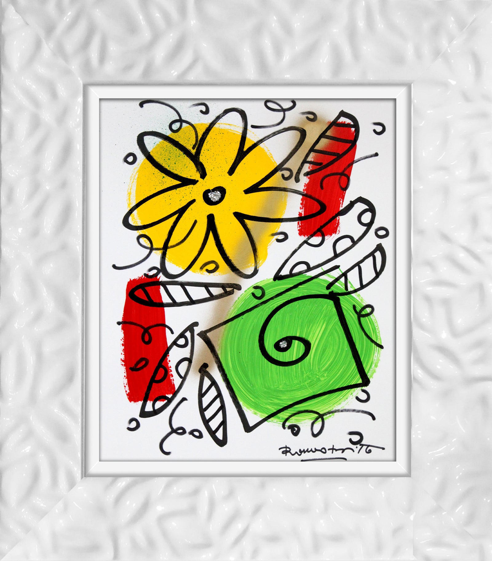 Romero Britto evolution original drawing  colorful pop art design