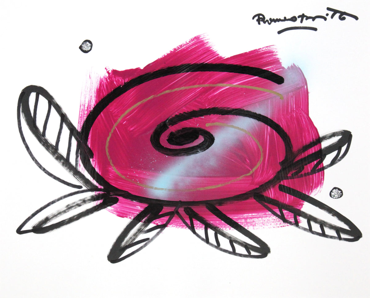 Romero Britto pink flower original drawing  colorful pop art design
