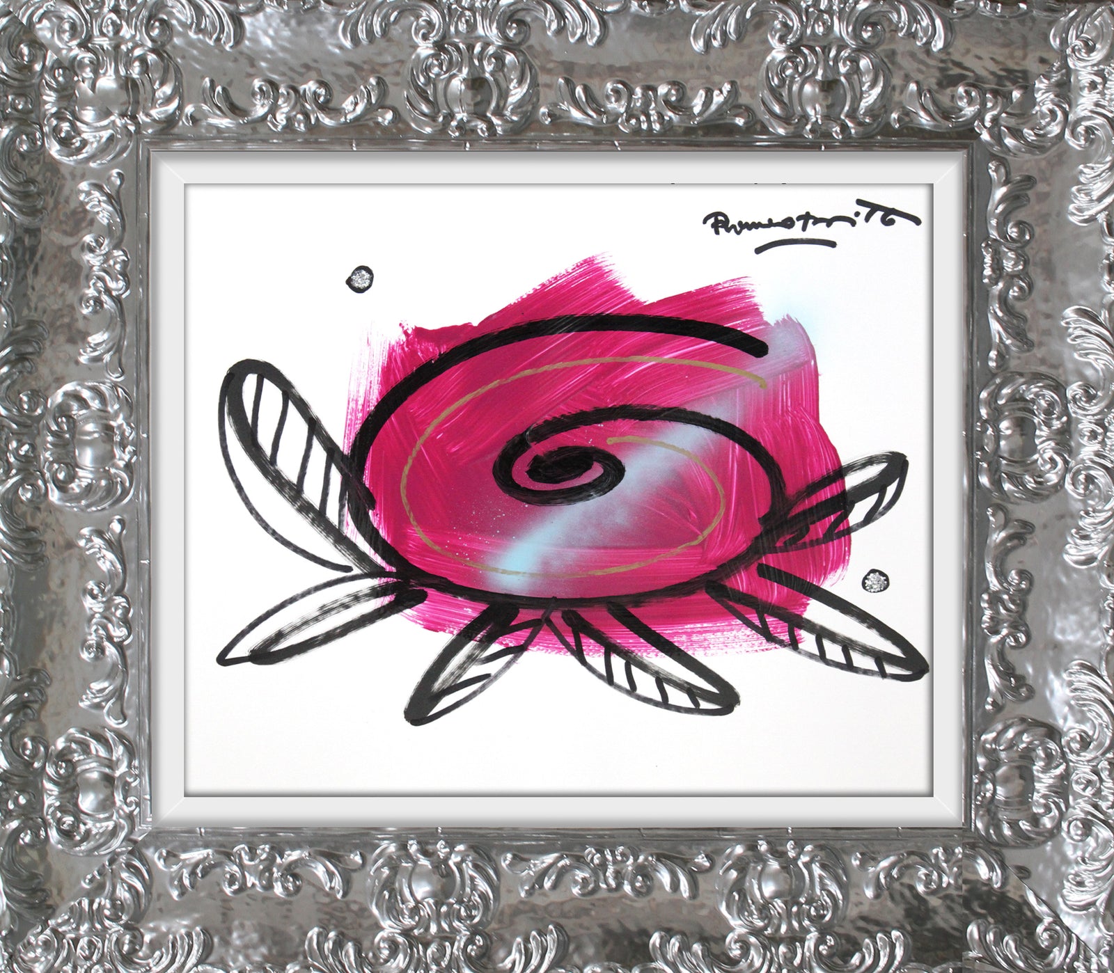 pink flower original drawing  colorful decorative collectible gift idea