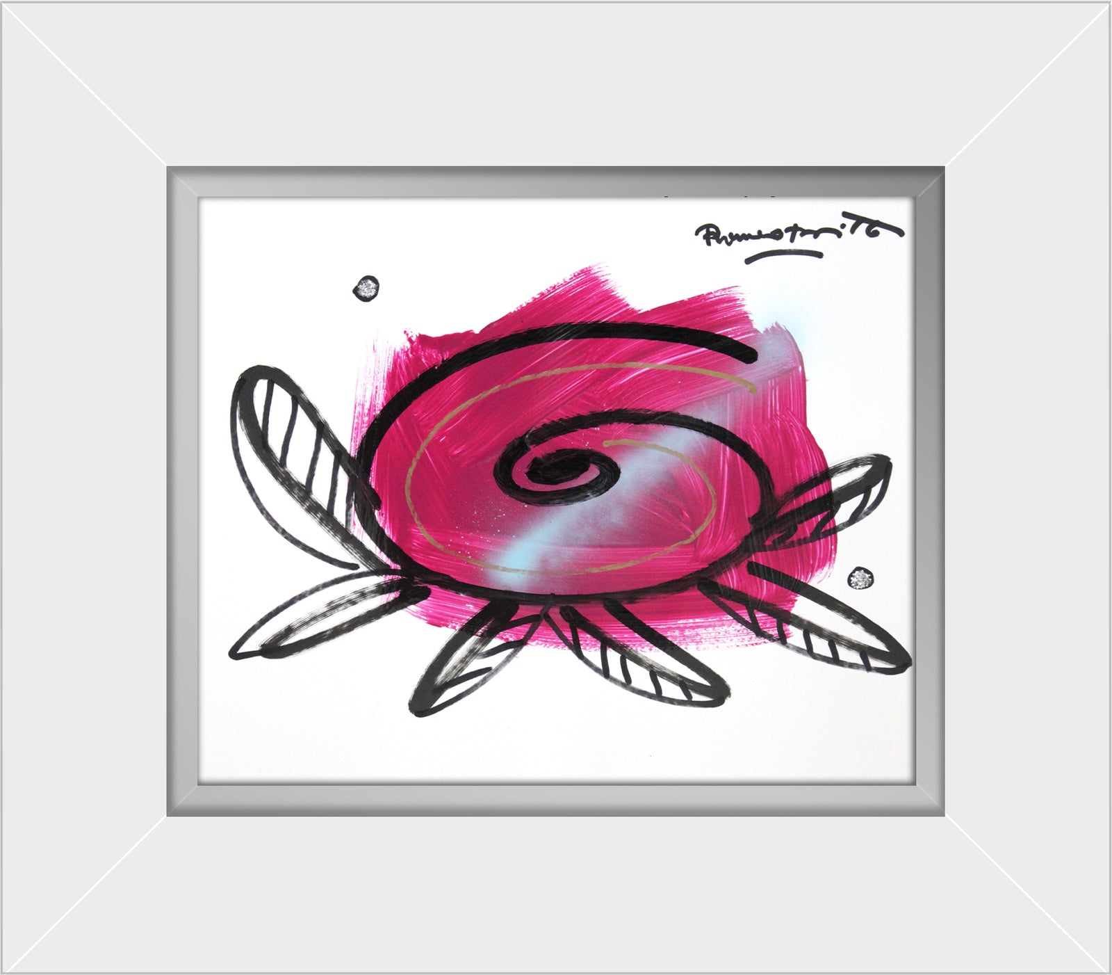 modern pop art pink flower original drawing  vibrant home decor