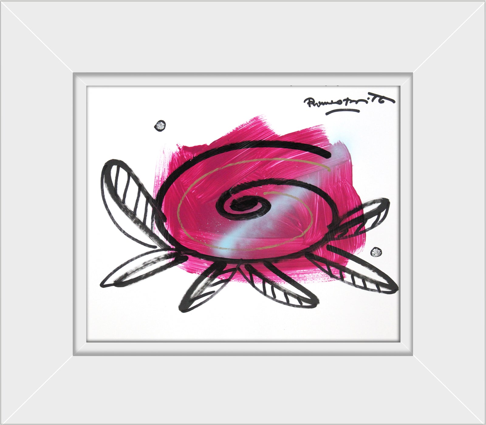 pink flower original drawing  artistic colorful design collectible