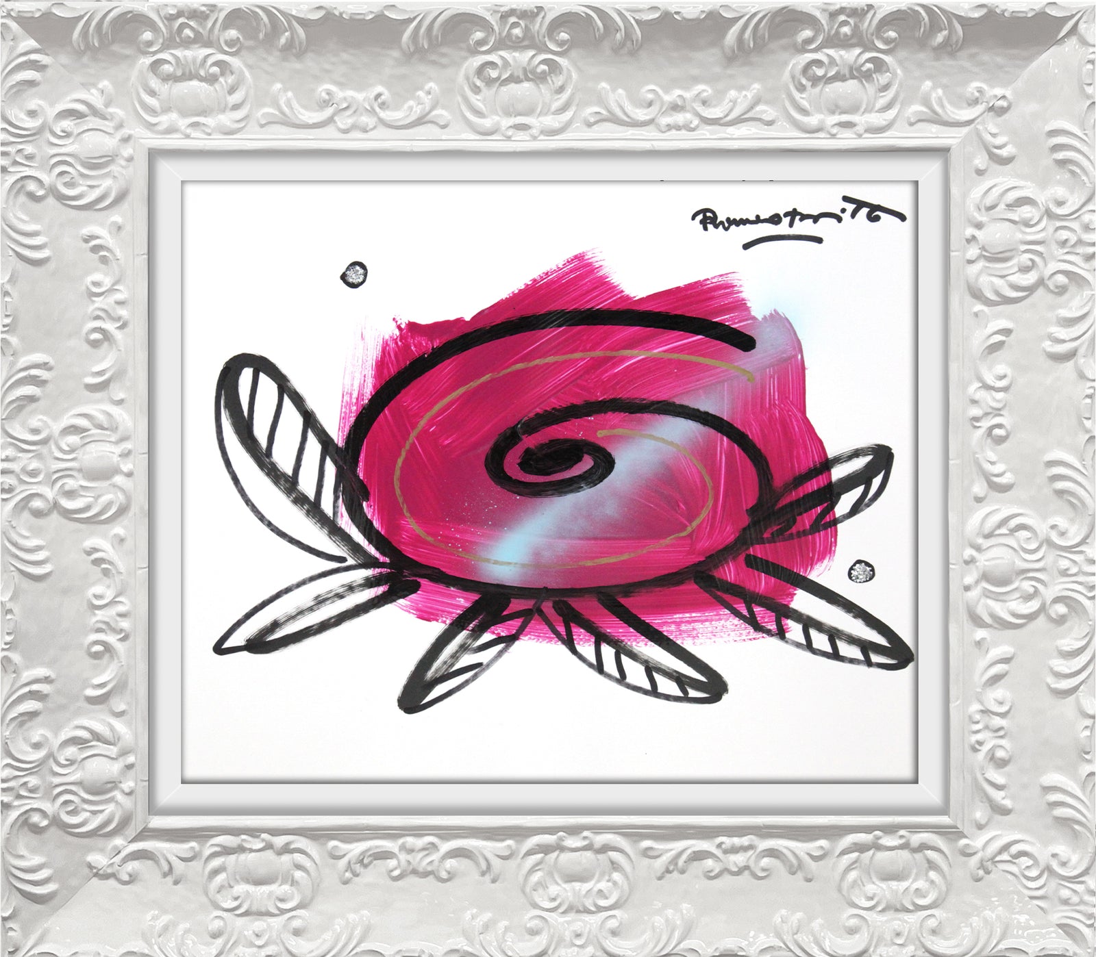 Romero Britto pink flower original drawing  colorful pop art design