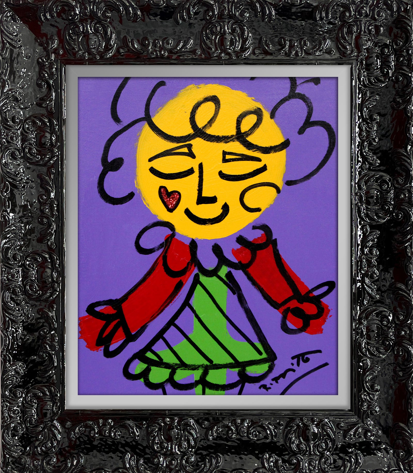 purple girl original drawing  colorful decorative collectible gift idea