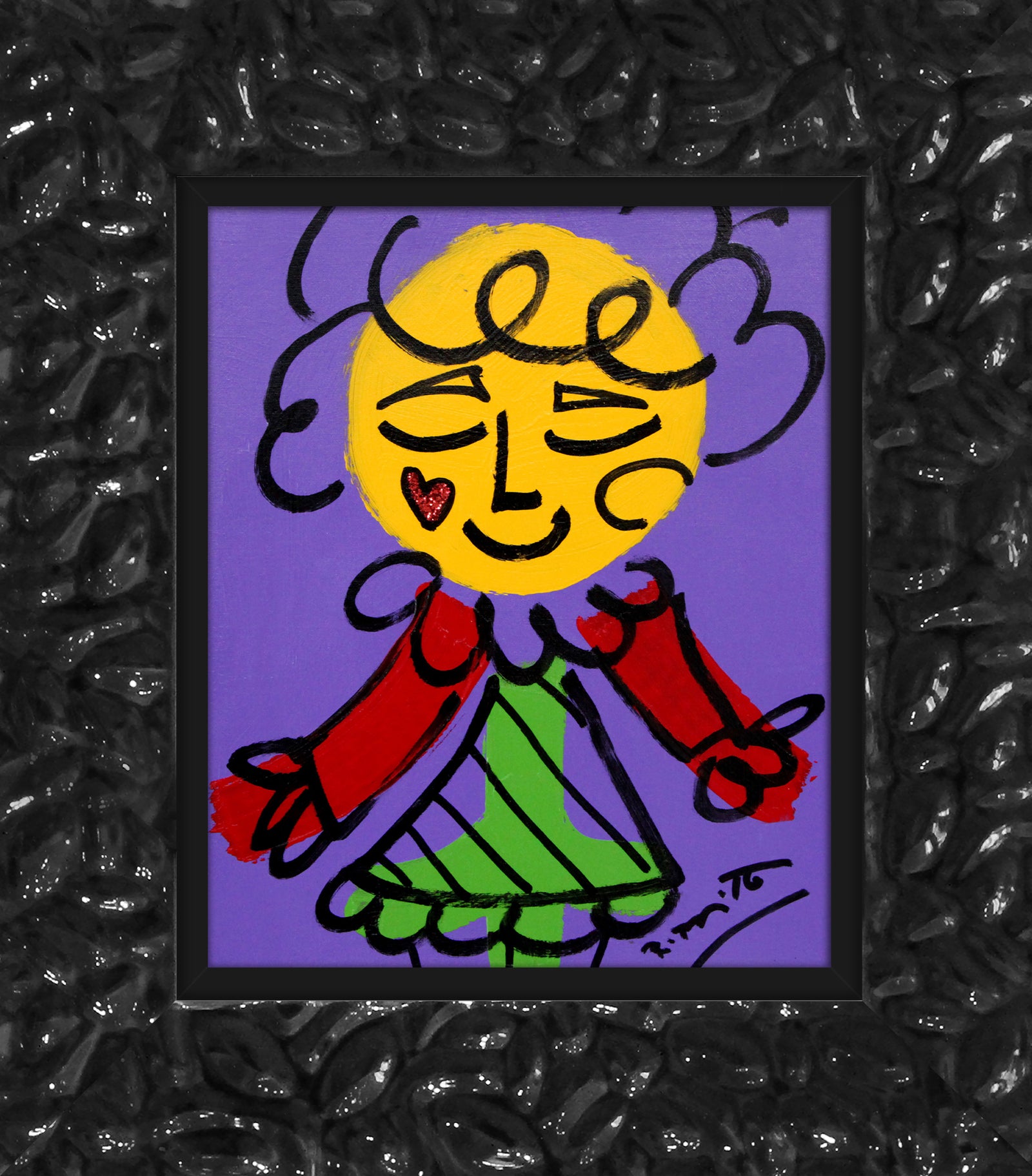 modern pop art purple girl original drawing  vibrant home decor