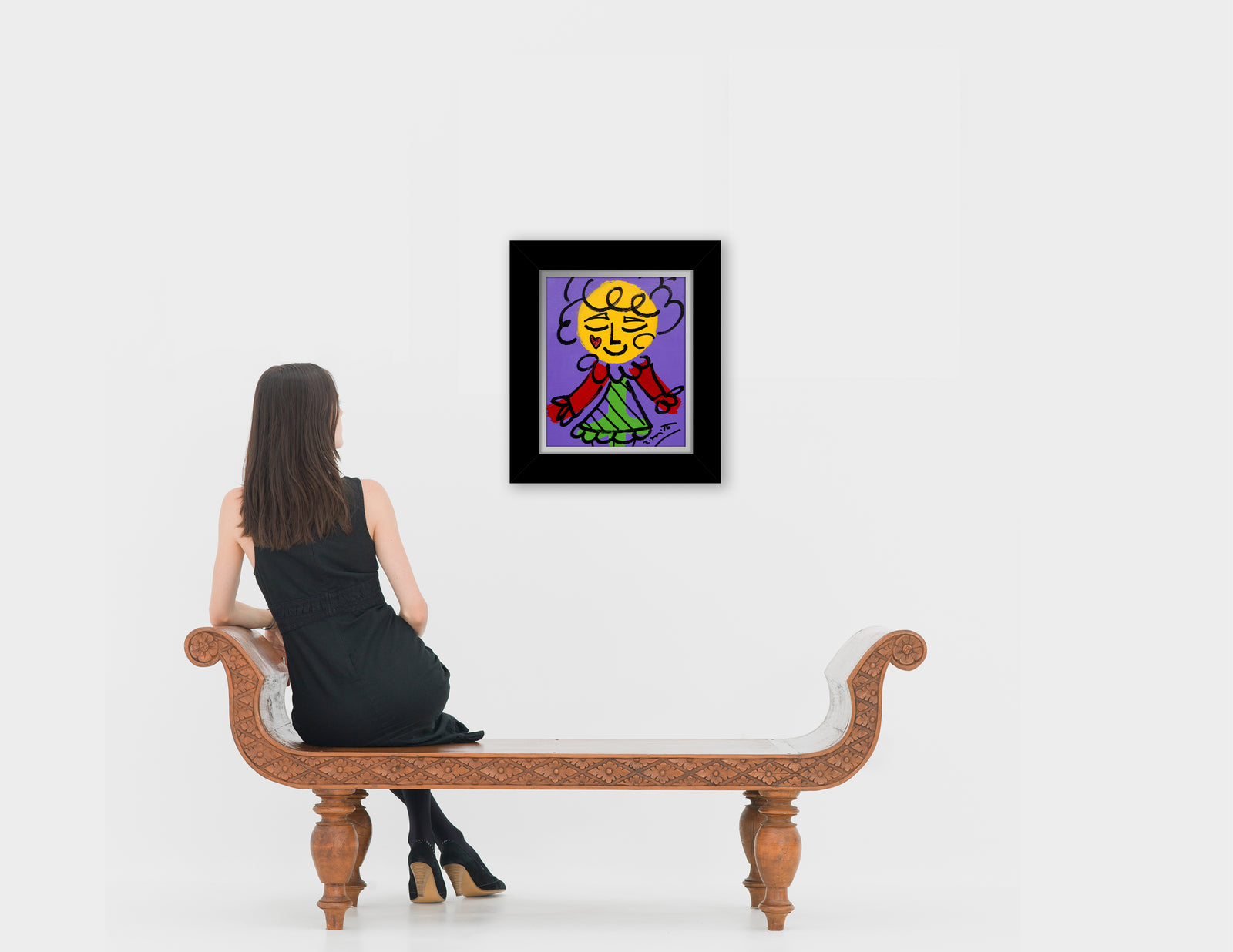 modern pop art purple girl original drawing  vibrant home decor