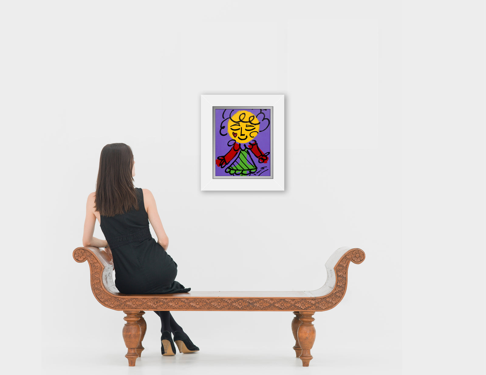 purple girl original drawing  artistic colorful design collectible