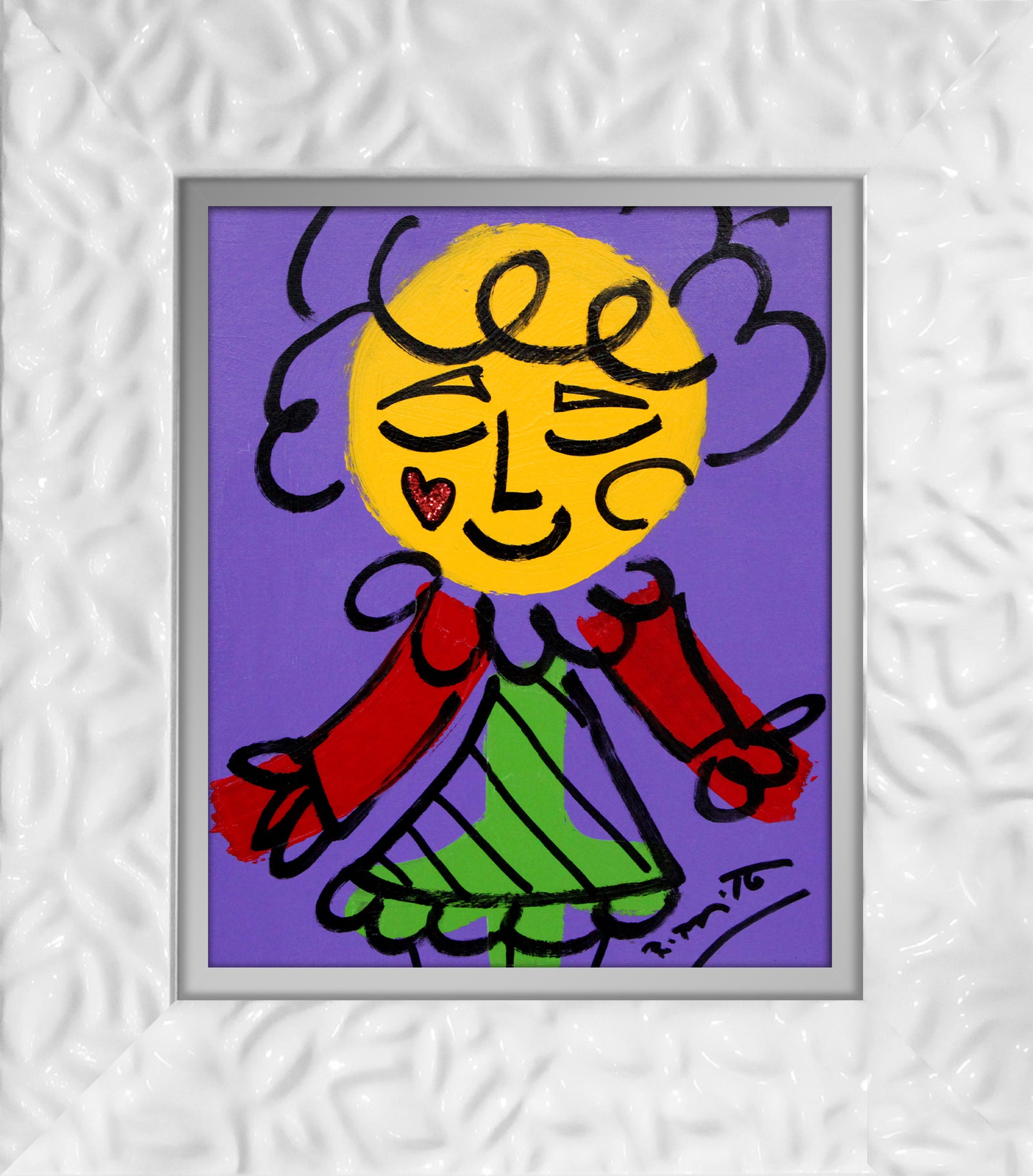 purple girl original drawing  colorful decorative collectible gift idea