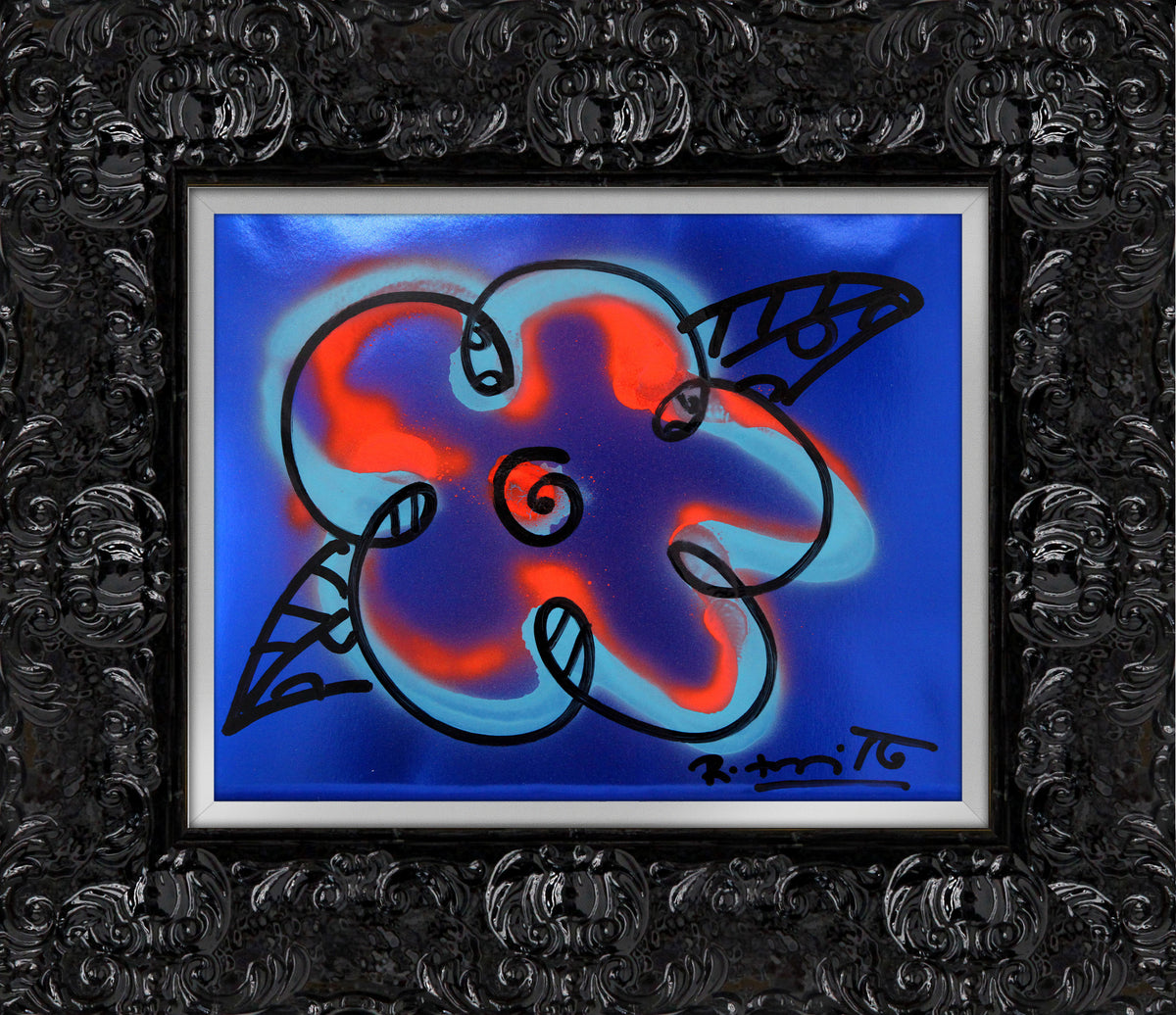 modern pop art cyan orange and blue flower  vibrant home decor