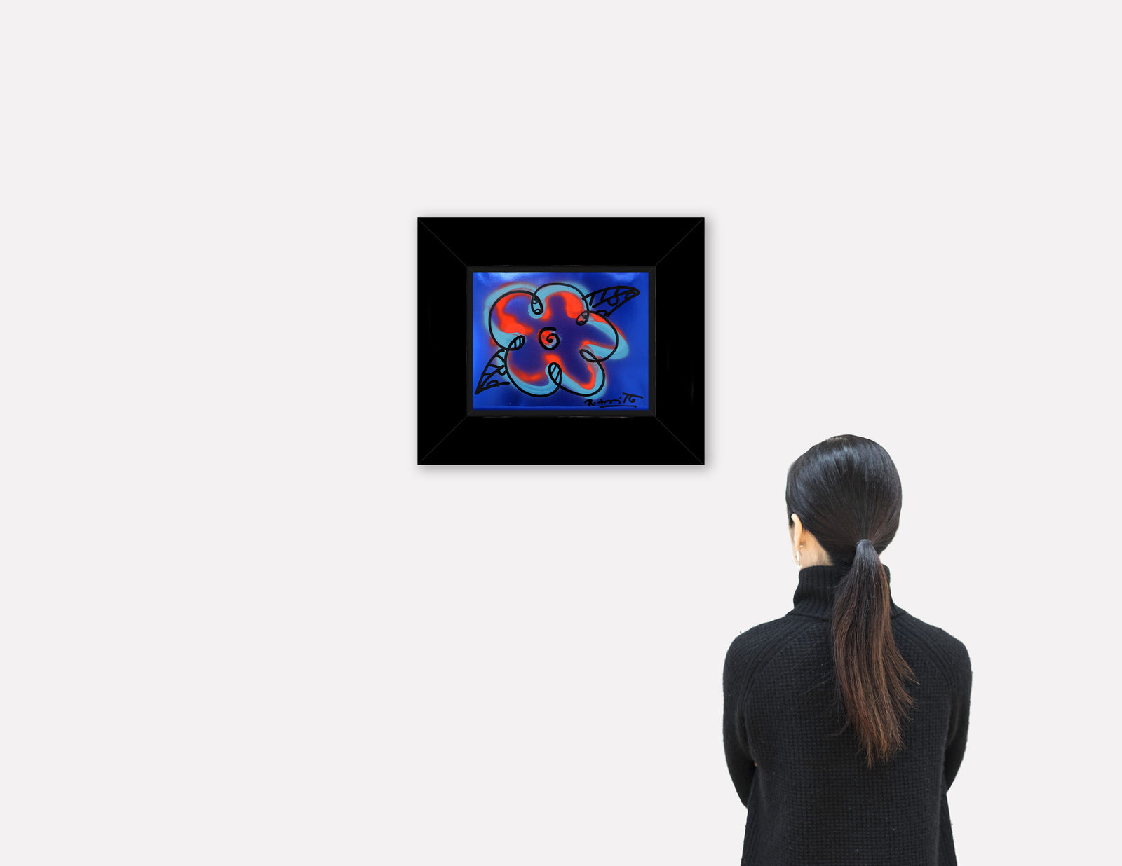 modern pop art cyan orange and blue flower  vibrant home decor