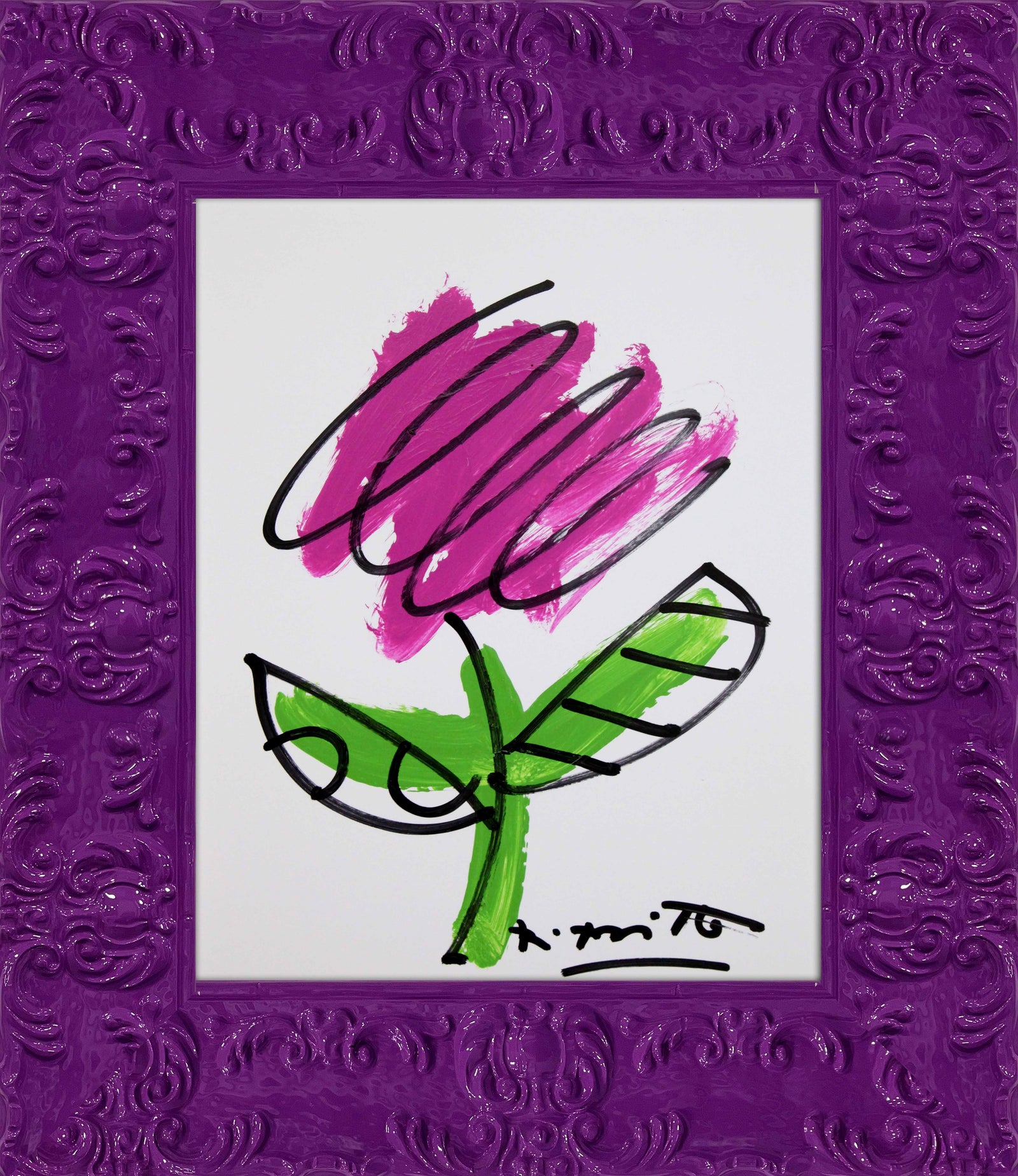 Romero Britto thomas collection original drawing  colorful pop art design