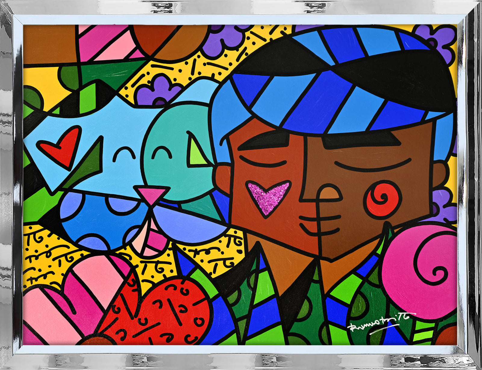 amigos original painting  colorful decorative collectible gift idea