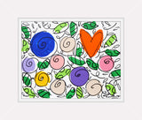 BRITTO GARDEN (FLOWERS AND HEARTS) - Original Drawing *SOLD*