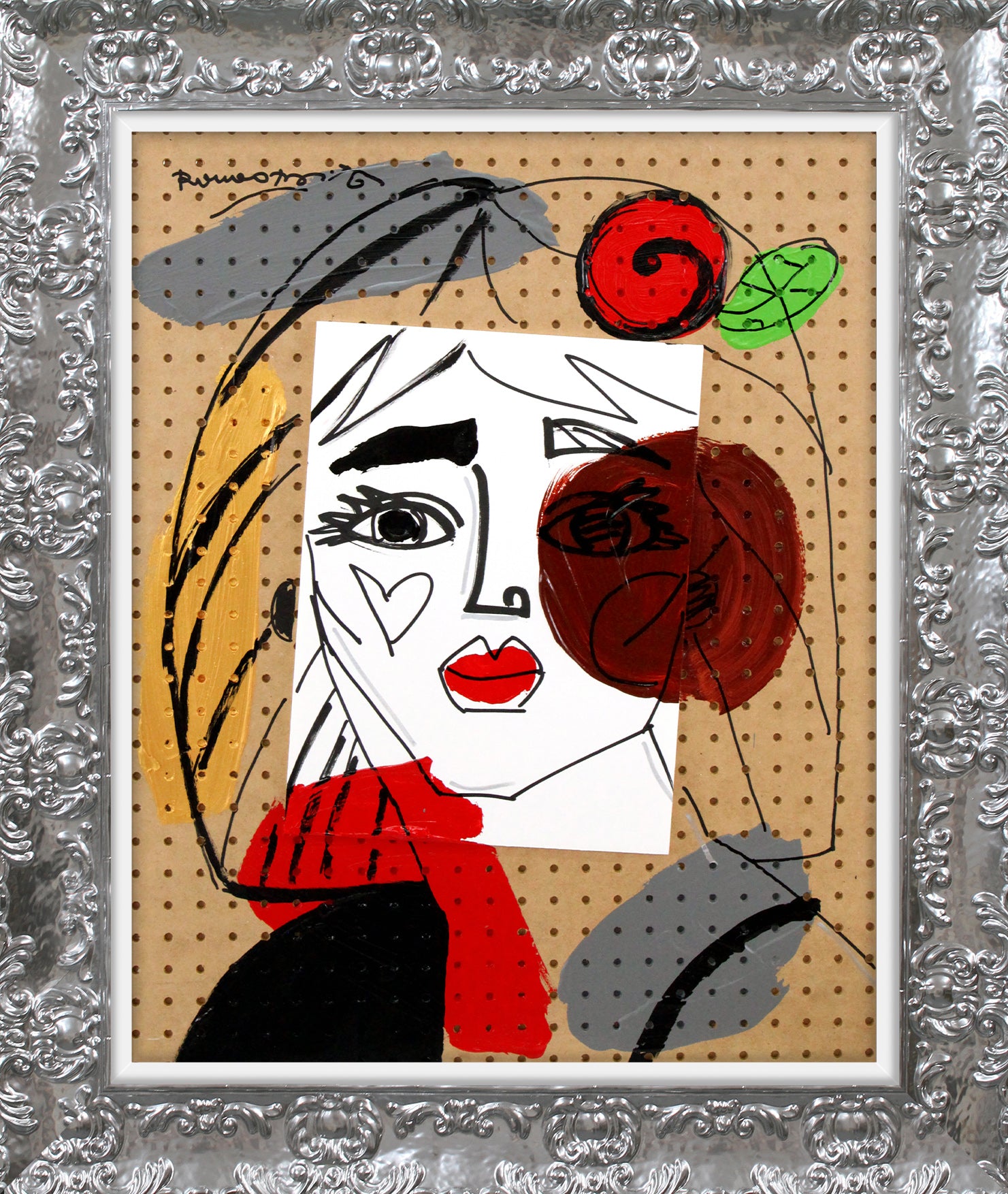 modern pop art red flower original painting  vibrant home decor