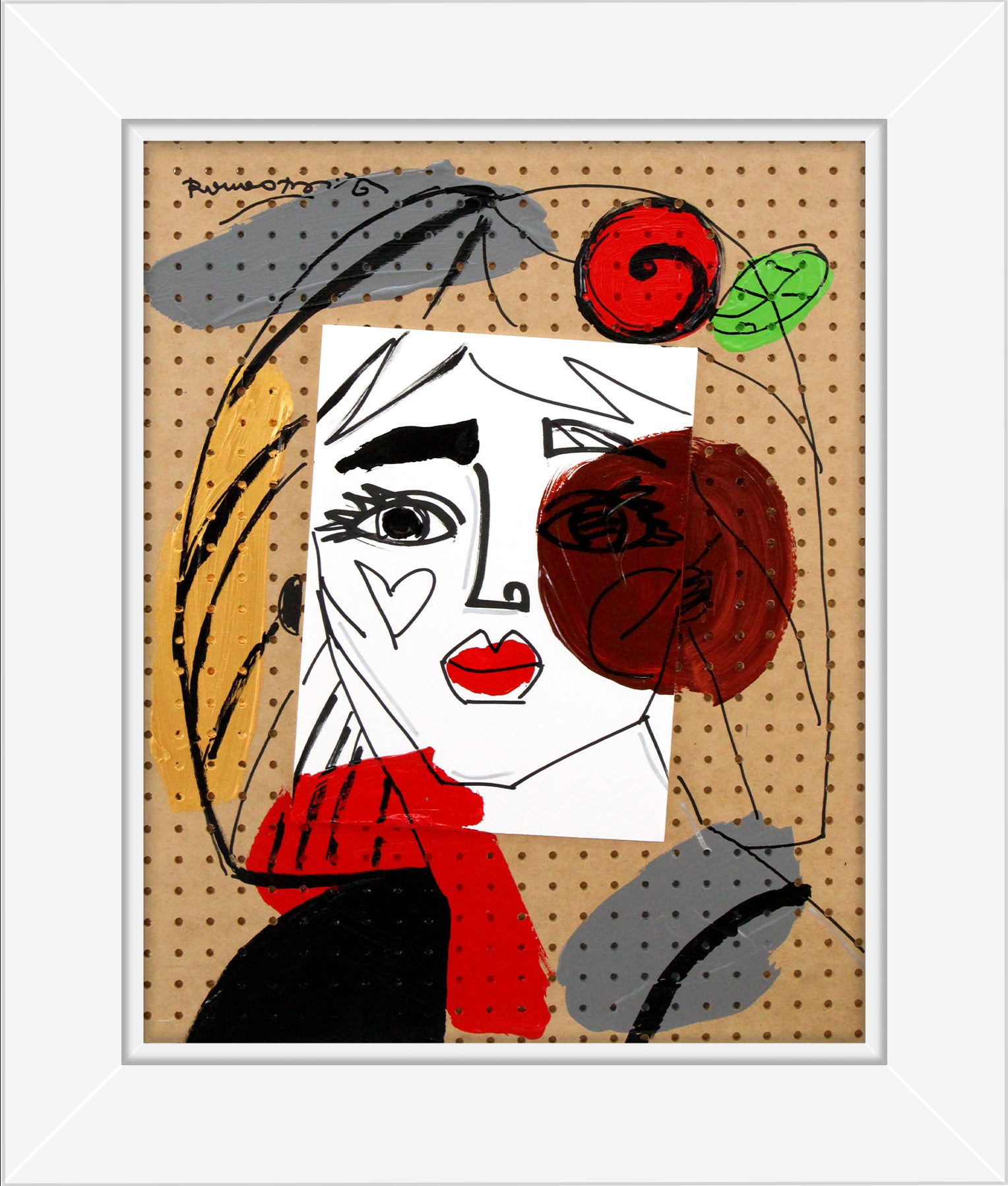 Romero Britto red flower original painting  contemporary pop art piece