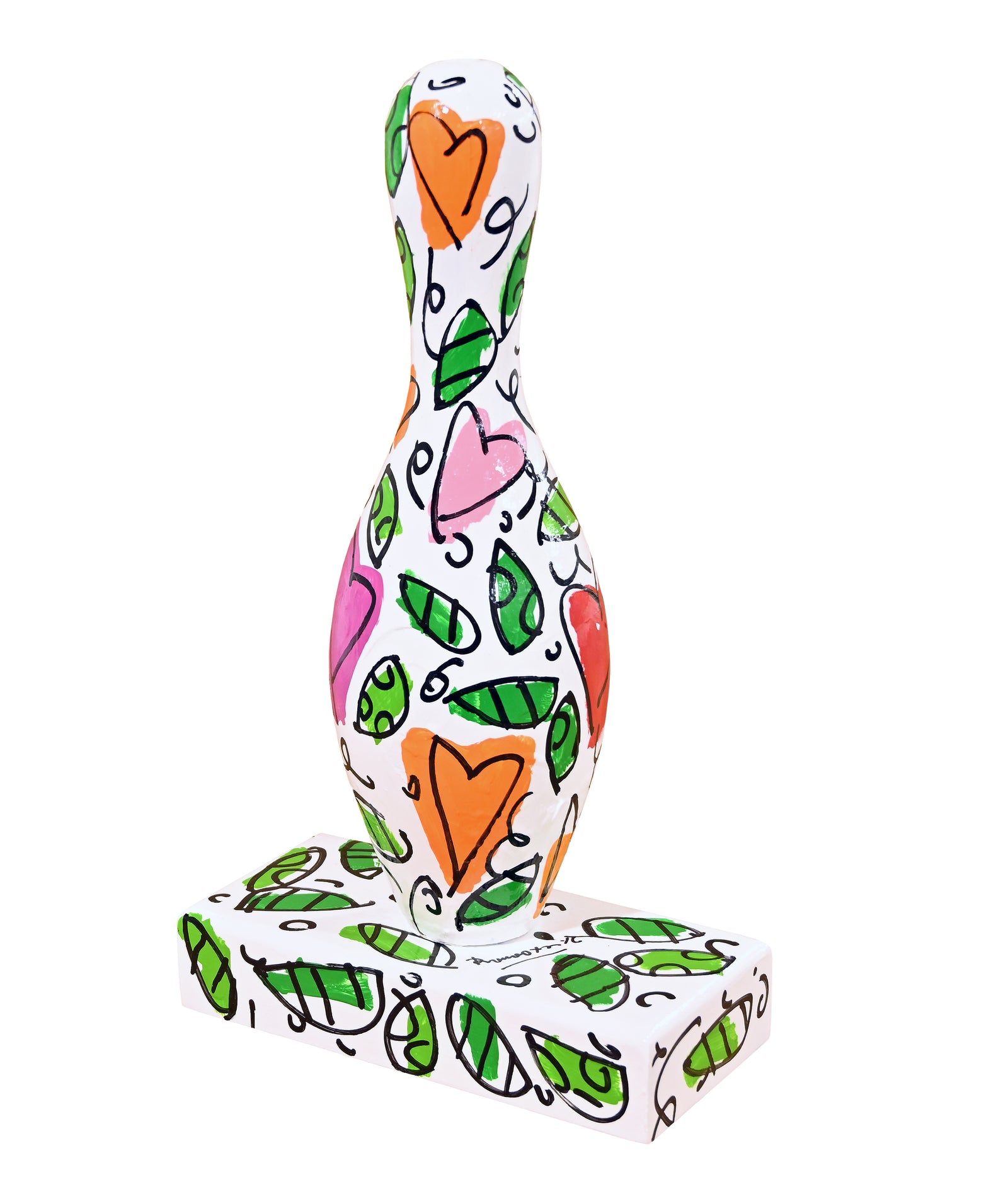 Romero Britto thomas flowers bowling pin hand  colorful pop art design
