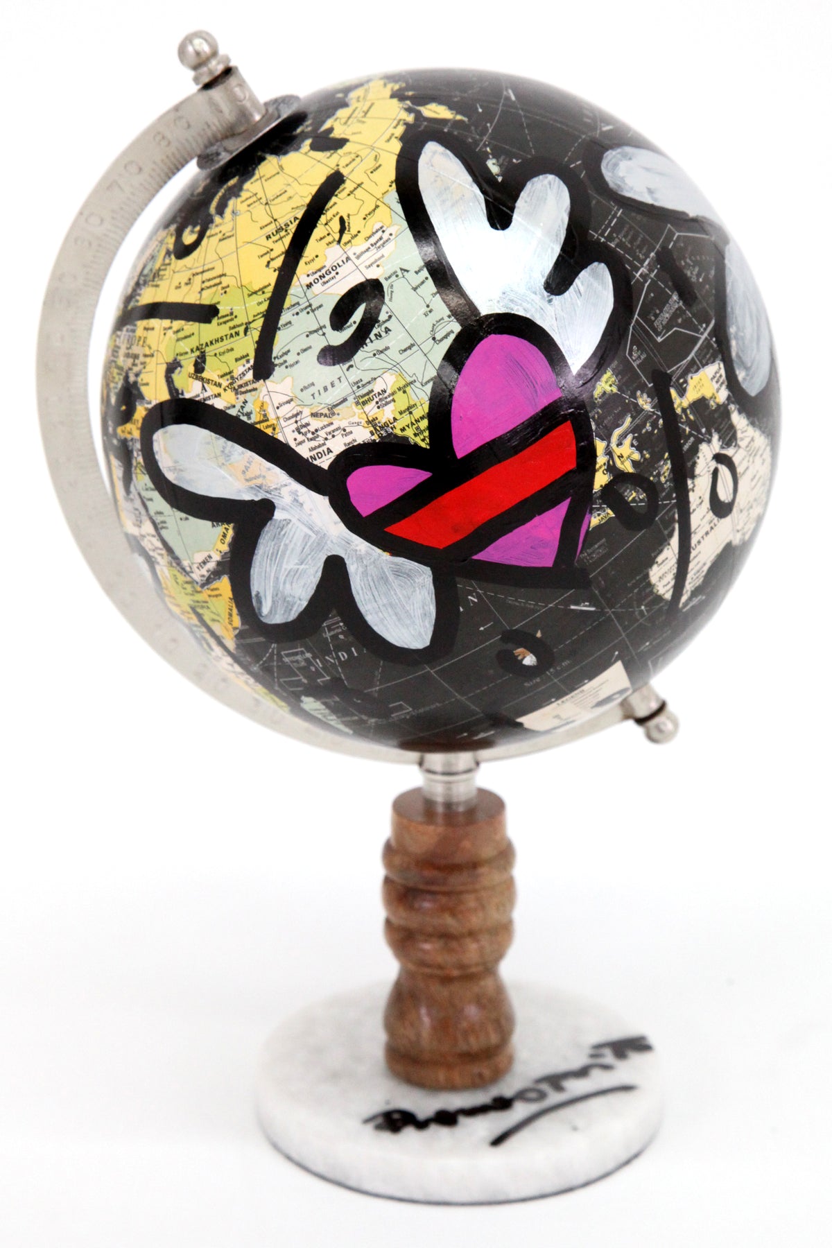 Romero Britto globe collection original object art  colorful pop art design