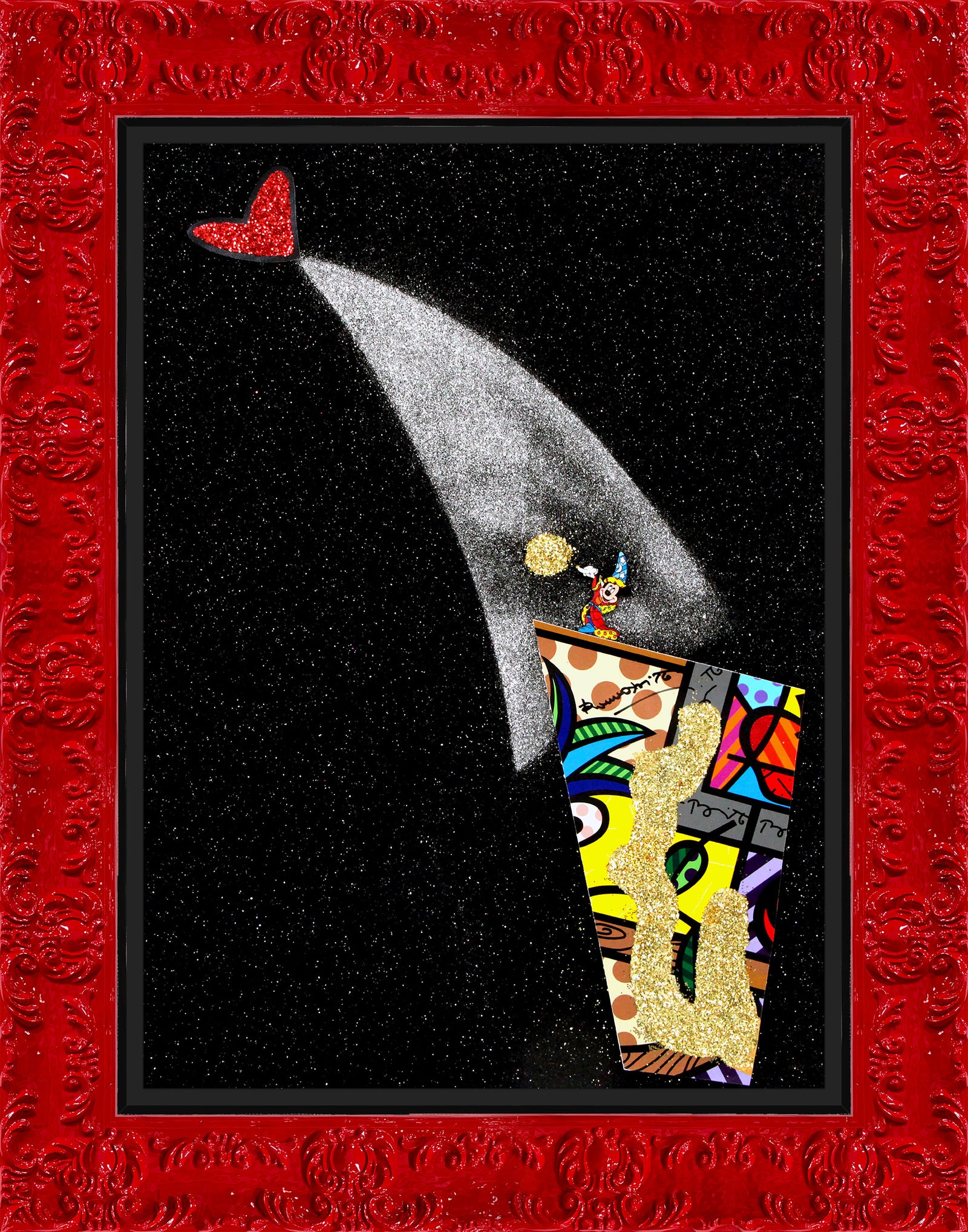 Romero Britto fantasia mickey assemblage original object  colorful pop art design