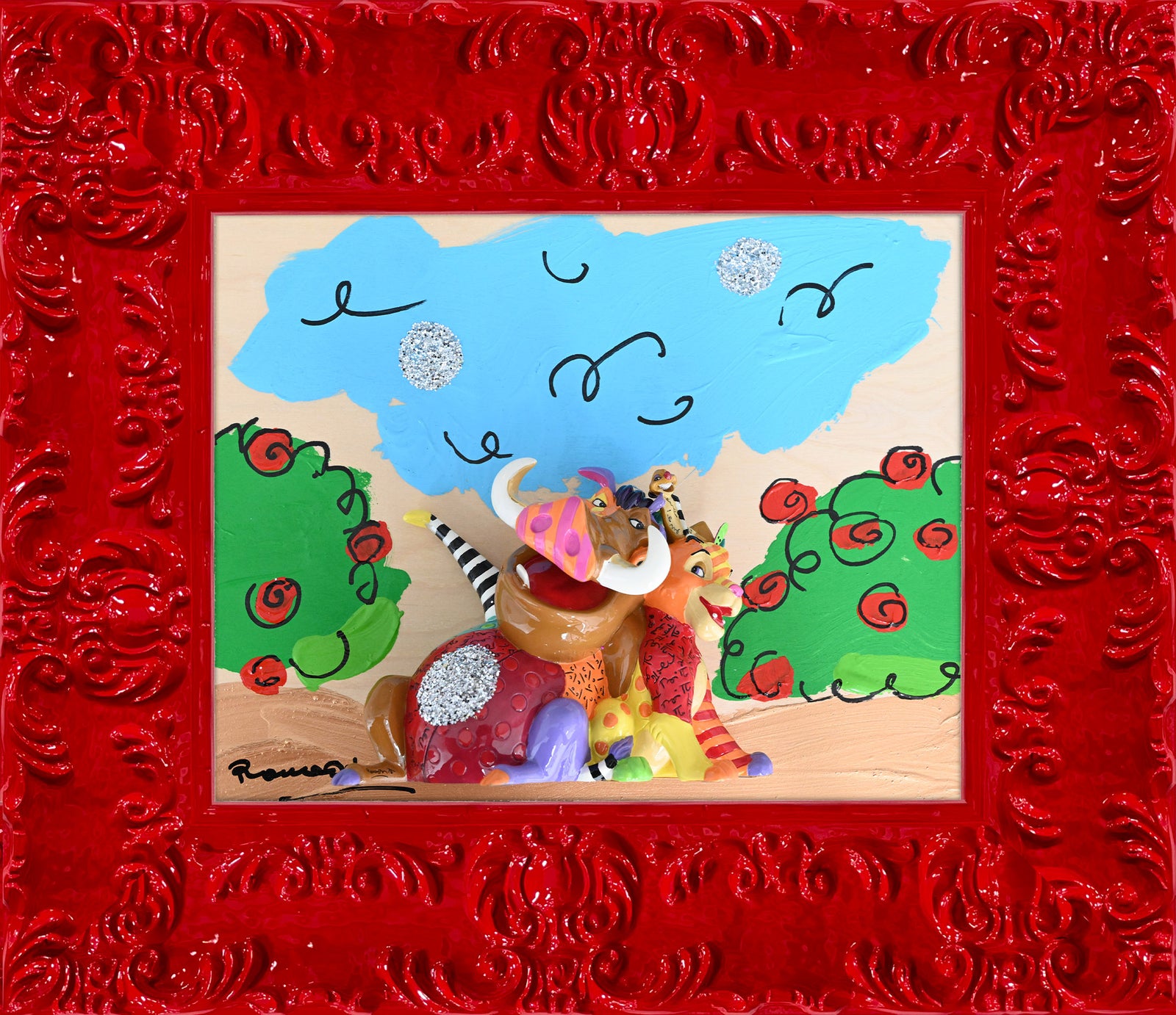 Happy Friends (Timon, Pumba And Simba Assemblage) - Disney By Britto - Original Object Art