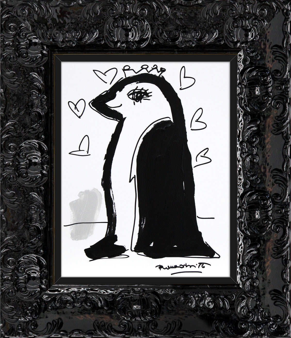 Romero Britto thomas collection penguin original drawing  contemporary pop art piece