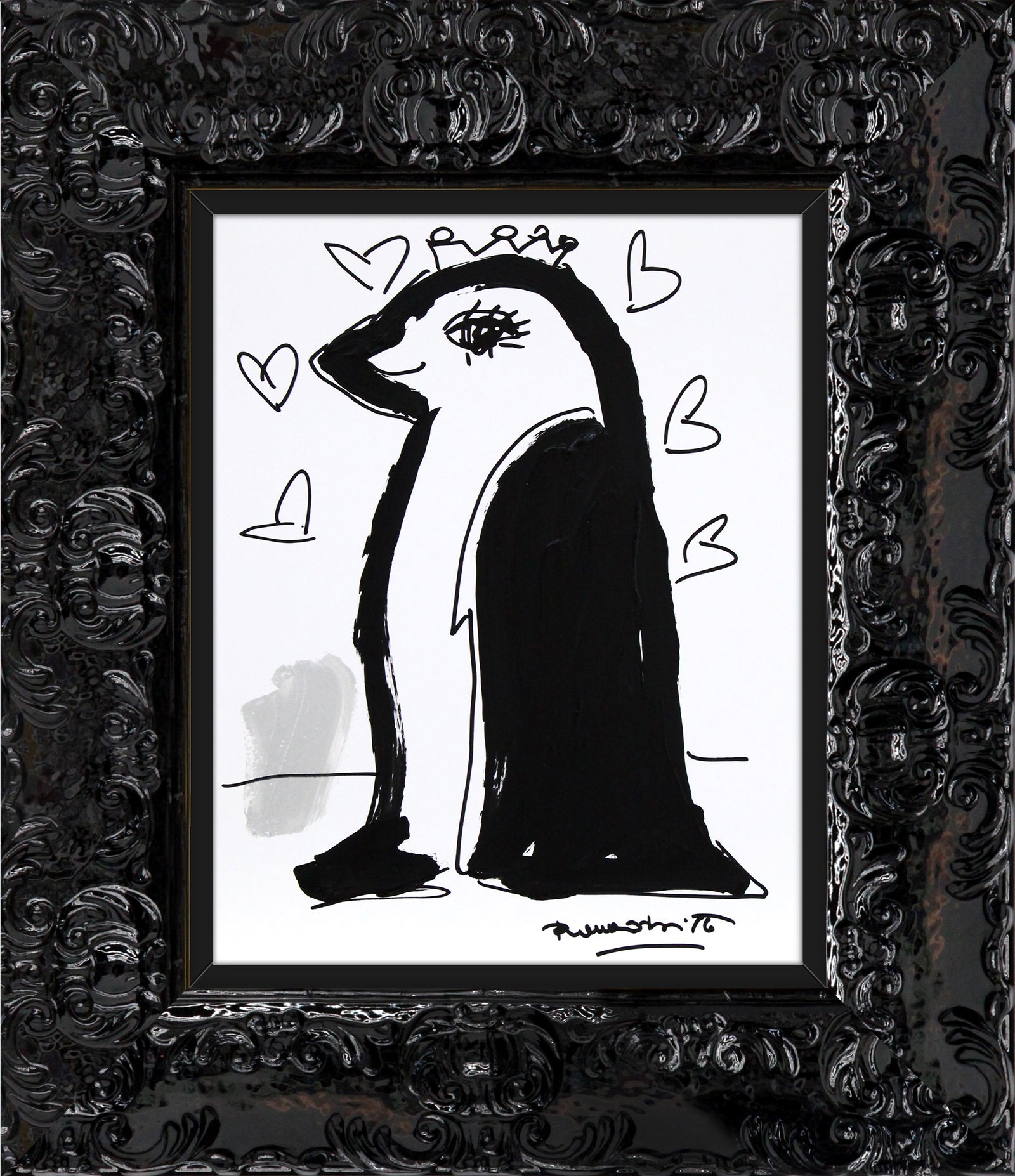 Romero Britto thomas collection penguin original drawing  contemporary pop art piece